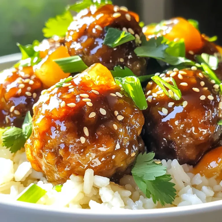 For the main part of your dish, you will need: - 1 lb ground beef (or turkey) - 1 cup breadcrumbs - 1/4 cup grated Parmesan cheese - 1/4 cup fresh parsley, chopped - 1 egg - 2 cloves garlic, minced - 1/2 teaspoon salt - 1/4 teaspoon black pepper These ingredients form the base of your meatballs. The ground meat gives them protein. The breadcrumbs help them stay together. The cheese adds a nice, salty flavor. Fresh parsley gives a burst of color and taste. Garlic brings a strong and savory note. The egg binds everything nicely while the salt and pepper enhance the overall flavor. To take your meatballs to the next level, consider adding: - 1/3 cup honey - 1/4 cup soy sauce - 2 tablespoons rice vinegar - 1 tablespoon cornstarch (optional, for thickening) - 1 tablespoon sesame oil (optional) Honey adds sweetness and gloss. Soy sauce brings a savory, umami touch. Rice vinegar adds a hint of acidity, balancing the flavors. Cornstarch helps thicken your sauce if you want it rich. Sesame oil adds a nutty flavor that pairs well with honey. If you need to swap some ingredients, here are some ideas: - Use ground turkey instead of beef for a leaner option. - Swap breadcrumbs with crushed crackers or oats for a different texture. - Use nutritional yeast instead of Parmesan for a vegan option. - Replace soy sauce with coconut aminos for a gluten-free choice. These substitutions keep the flavors intact while offering variety. Don't hesitate to mix and match based on what you have at home. Cooking should be fun and flexible! Start by gathering your ingredients. You will need ground beef, breadcrumbs, Parmesan, parsley, egg, garlic, salt, and pepper. In a large bowl, combine these items. Mix them well but be gentle. You don’t want tough meatballs. Aim for a uniform mixture without overworking it. This will keep your meatballs tender. Next, shape the mixture into 1-inch meatballs. You can use your hands to roll them. You should get about 20 meatballs. Place them on a baking sheet as you go. This makes it easy to move them later. Once done, grease the slow cooker lightly with oil. Add the meatballs in a single layer. Now, let’s create the honey garlic sauce. In a separate bowl, whisk together honey, soy sauce, rice vinegar, and sesame oil. If you want a thicker sauce, add cornstarch. Make sure it dissolves completely. Pour this sauce over the meatballs in the slow cooker. Ensure every meatball gets a good coat. This is where the magic happens! For honey garlic meatballs, slow cooking gives the best flavor. Cook on low for 4 to 5 hours. If you are short on time, cook on high for 2 to 3 hours. The key is to ensure the meatballs reach an internal temperature of 160°F. You can use a meat thermometer for accuracy. To check if the meatballs are done, insert a meat thermometer into the center. If it reads 160°F, they are safe to eat. You can also cut one open to check if it is no longer pink inside. The juices should run clear. This ensures the meatballs are fully cooked and safe for your family. If you want a thicker sauce, add cornstarch to the honey garlic mix. Mix 1 tablespoon of cornstarch with a little water to make a slurry. Stir this in before pouring the sauce over the meatballs. If you prefer a thinner sauce, you can skip this step. Just remember, the longer you cook, the thicker it gets naturally. Enjoy your delicious meal! {{image_2}} To make great meatballs, texture is key. Use a mix of ground beef and breadcrumbs. This keeps meatballs tender while adding structure. Don’t overmix the meatball mixture. Just combine until all ingredients blend well. Form the meatballs gently with your hands. This helps keep them light and fluffy. If you want a firmer texture, add a bit more breadcrumbs. Storing leftover meatballs is simple. First, let them cool completely. Place them in an airtight container. You can store them in the fridge for up to three days. If you want to keep them longer, freeze them. Use freezer bags or containers, and they will last for about three months. When you want to eat them, thaw in the fridge overnight before reheating. To make this meal more filling, serve the meatballs over rice or noodles. Zucchini noodles work well for a lighter option. Add steamed veggies like broccoli or carrots for color and nutrition. For a touch of crunch, sprinkle sesame seeds and sliced green onions on top. This makes your dish look beautiful and adds great flavor. You can switch the ground beef for ground turkey or chicken. These meats keep the dish light and healthy. Turkey has a mild flavor that pairs well with the honey garlic sauce. For a vegetarian option, try using lentils or chickpeas. You can mash them and mix with breadcrumbs to form meatballs. Each option offers a unique taste while keeping the meal delicious. If you need a gluten-free meal, swap out regular breadcrumbs for gluten-free ones. You can also use ground oats or crushed gluten-free crackers. Make sure to read labels on soy sauce, as some brands contain gluten. Look for tamari, which is a gluten-free soy sauce alternative. These changes keep the meatballs safe for those with gluten sensitivities without losing flavor. You can easily customize the flavor of your meatballs. If you like heat, add some red pepper flakes or Sriracha to the sauce. For a sweeter touch, increase the honey amount or add maple syrup. If you prefer a citrus twist, mix in some fresh lime or lemon juice to the sauce. These small changes can transform the dish and make it exciting every time you cook it. Yes, you can use frozen meatballs. Just add them directly to the slow cooker. There’s no need to thaw them first. The cooking time may change. Cook on high for about 3-4 hours or low for 5-6 hours. This way, they will soak up all the honey garlic flavor. You can keep leftovers in the fridge for up to 3 days. Store them in an airtight container. If you want to keep them longer, freeze the meatballs. They can last in the freezer for 2-3 months. Reheat them in the microwave or on the stove before serving. Honey garlic meatballs are great with many sides. Here are some ideas: - Steamed rice - Zucchini noodles - Mashed potatoes - Stir-fried vegetables - A fresh salad These sides balance the sweet and savory flavors of the meatballs. You can also garnish with green onions or sesame seeds for extra flair. You now have the tools to make delicious honey garlic slow cooker meatballs. We covered the key ingredients, including options for extra flavor and substitutions. I shared step-by-step instructions and tips to ensure your meatballs turn out perfect every time. Don't forget the variations we discussed to keep the recipe fresh and exciting. Enjoy your cooking adventure and make this dish a crowd favorite!