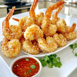 - 1 pound large shrimp, peeled and deveined - 1 cup unsweetened shredded coconut - 1 cup panko breadcrumbs - 1/2 cup all-purpose flour - 2 large eggs - 1 teaspoon garlic powder - 1 teaspoon paprika - 1/2 teaspoon salt - 1/4 teaspoon black pepper - Cooking spray or olive oil for misting To make air fryer coconut shrimp, you need fresh ingredients. Start with high-quality shrimp. Choose large, peeled, and deveined shrimp for the best results. The coconut adds crunch, while panko breadcrumbs create a light texture. I like to use unsweetened shredded coconut. It gives a nice flavor without being too sweet. Panko breadcrumbs are key for that perfect crunch. They help the shrimp crisp up nicely in the air fryer. The flour helps the coating stick. Eggs create a binding layer. The spices bring extra flavor. Garlic powder and paprika make the shrimp pop. Salt and pepper bring out all the flavors. Lastly, use cooking spray or olive oil to mist the shrimp. This helps them get golden brown and crispy. With these simple yet flavorful ingredients, you'll create a dish that everyone loves. - Preheat the air fryer to 400°F (200°C) for about 5 minutes. - Prepare a breading station with three shallow dishes. In the first dish, add 1/2 cup of all-purpose flour. In the second dish, beat two large eggs. In the third dish, mix 1 cup of panko breadcrumbs, 1 cup of unsweetened shredded coconut, 1 teaspoon of garlic powder, 1 teaspoon of paprika, 1/2 teaspoon of salt, and 1/4 teaspoon of black pepper. This setup makes the breading process easy and organized. - Dredging in flour - Dipping in eggs - Coating with coconut and panko Start by taking each shrimp and dredging it in the flour. Make sure to shake off any extra flour. Next, dip the floured shrimp into the beaten eggs. Let any excess egg drip off. Finally, coat each shrimp in the coconut-panko mixture. Press gently to help it stick. This creates a crunchy layer that will be so tasty! - Arranging shrimp in the air fryer - Cooking time and flipping instructions Now it's time to cook! Arrange the coated shrimp in a single layer in the air fryer basket. Mist them lightly with cooking spray. This helps them get nice and crispy. Cook the shrimp for about 8-10 minutes. Flip them halfway through to ensure even cooking. When they turn golden brown, they are ready to enjoy! To get that perfect crunch, use cooking spray instead of olive oil. Cooking spray coats evenly and helps the shrimp crisp up nicely. When your shrimp cook, flip them halfway through. This step ensures both sides get golden and crunchy. Pair your coconut shrimp with tasty dips. Sweet chili sauce works great for a nice kick. Mango salsa also adds a fresh twist. For a pretty plate, garnish with fresh cilantro. It adds color and looks inviting. Avoid overcrowding the air fryer basket. If you pack it too tight, the shrimp won’t crisp well. Also, don’t skip preheating the air fryer. This step helps cook the shrimp evenly and keeps them from being soggy. {{image_2}} You can easily change the flavor of your coconut shrimp. If you like spice, add cayenne pepper to the coconut-panko mix. Just a little bit can make a big difference! For a tropical twist, try mixing in some dried mango or pineapple with the breadcrumbs. This adds a nice sweetness that pairs well with the shrimp. If you need a gluten-free option, you can swap out panko breadcrumbs. Use gluten-free breadcrumbs instead. This change keeps the crunch while making it safe for those with gluten allergies. Just make sure to check the label on your breadcrumbs. You can also bake or pan-fry coconut shrimp if you don’t have an air fryer. To bake, preheat your oven to 400°F (200°C). Place the shrimp on a baking sheet and bake for 12-15 minutes until golden brown. For pan-frying, heat oil in a pan over medium heat. Cook the shrimp for about 3-4 minutes on each side. Both methods create tasty shrimp, but the air fryer keeps them lighter! To store cooked coconut shrimp, let them cool first. Place the shrimp in an airtight container. This helps keep them fresh. You can refrigerate them for up to three days. Make sure to keep them in the fridge right away. This prevents harmful bacteria from growing. To reheat coconut shrimp, use the air fryer for the best results. Set it to 350°F (175°C). Heat the shrimp for about 5 minutes. This makes them crispy again. You can also use an oven. Preheat it to 350°F (175°C) and bake the shrimp for about 10 minutes. Keep an eye on them so they don’t dry out. To freeze uncooked shrimp, place them in a single layer on a baking sheet. Freeze them for about an hour. Once frozen, transfer them to a freezer bag. You can keep them for up to three months. For cooked shrimp, let them cool first. Place them in airtight containers or freezer bags. These can also be frozen for up to three months. Just remember to label them with the date. Look for a few signs. The shrimp should be golden brown and crispy. They should reach an internal temperature of 120°F (49°C). If they look dry and firm, they are done. You can also check if the shrimp curls into a “C” shape. This shows they are cooked through. Yes, you can use frozen shrimp! Just make sure to thaw them first. Place them in cold water for about 15-20 minutes. Pat them dry with paper towels. This will help the coating stick better. You might need to cook them a minute or two longer in the air fryer. While sweet chili sauce is popular, you have other tasty options. Try a tangy mango salsa for a fruity kick. A spicy aioli adds a creamy heat. You can also serve them with a lime-cilantro dipping sauce for a fresh twist. Coconut shrimp is a fun and tasty dish you can make at home. We covered the key ingredients, like shrimp, coconut, and panko. I shared easy step-by-step instructions to ensure crispy results. You now know tips for great flavor and storing leftovers. Remember to avoid common mistakes, like overcrowding your fryer. With these ideas, you can create perfect coconut shrimp every time. Enjoy experimenting with flavors and cooking methods. Your homemade coconut shrimp will impress anyone who tries it!