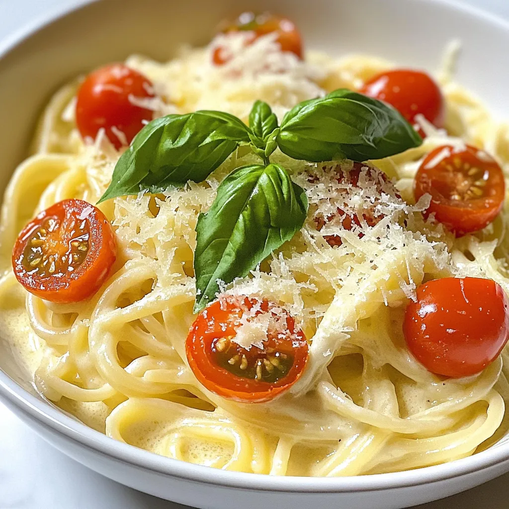 To make Quick Creamy Radiatore Pasta, you need a few simple items. Here is the list of ingredients: - 8 oz radiatore pasta - 1 cup heavy cream - 1/2 cup grated Parmesan cheese - 1 cup cherry tomatoes, halved - 2 cloves garlic, minced - 1 tablespoon olive oil - 1 teaspoon dried basil - Salt and pepper to taste - Fresh basil leaves for garnish These ingredients create a rich and creamy dish. Radiatore pasta has a unique shape that holds the sauce well. The heavy cream adds a smooth texture, while the Parmesan cheese gives it a savory kick. Cherry tomatoes add freshness and a pop of color. Garlic brings a wonderful aroma to the dish, enhancing every bite. Olive oil helps cook the garlic perfectly. Dried basil gives the pasta an Italian flavor. Finally, salt and pepper help balance all the tastes. Fresh basil leaves on top make your dish look pretty and add a burst of flavor. {{ingredient_image_1}} First, bring a large pot of water to a boil. Add a good amount of salt to the water. This step adds flavor to the pasta. Once the water is boiling, add 8 ounces of radiatore pasta. Cook it for about 10 to 12 minutes. You want it to be al dente. This means it should be firm yet tender. After cooking, drain the pasta and set it aside. Now, let’s make the sauce. In a large skillet, heat 1 tablespoon of olive oil over medium heat. Once hot, add 2 cloves of minced garlic. Sauté it for about 30 seconds. You want the garlic to be fragrant but not burnt. Next, add 1 cup of halved cherry tomatoes to the skillet. Cook them for about 3 to 4 minutes. You want them to soften and release their juices. Then, pour in 1 cup of heavy cream. Stir it well to mix everything. Bring the sauce to a gentle simmer. After that, add 1/2 cup of grated Parmesan cheese and 1 teaspoon of dried basil. Stir until the cheese melts and the sauce is creamy. Season it with salt and pepper to taste. Now, it’s time to bring everything together. Add the cooked radiatore pasta to the skillet with the sauce. Toss the pasta gently to coat it fully with the creamy sauce. If you need more moisture, you can add a splash of reserved pasta water. For serving, place the pasta on plates and garnish with fresh basil leaves. This dish looks great and tastes even better! To make a great creamy sauce, cheese melt is key. Add the grated Parmesan slowly. Stir it well until it melts fully. This step gives your sauce a rich taste. If the sauce feels too thick, use pasta water. Just add a little at a time. This water has starch that helps the sauce stick. You can boost the flavor with herbs and spices. Dried basil works well, but you can try others too. Oregano or thyme can add nice notes. For a tasty twist, add protein. Cooked chicken or shrimp can make this dish heartier. You can even add beans for a vegetarian option. Just mix them in with the pasta for a yummy meal. Pro Tips Use Fresh Ingredients: Whenever possible, opt for fresh cherry tomatoes and basil to enhance the flavor of your creamy pasta dish. Adjust the Creaminess: Feel free to adjust the amount of heavy cream and Parmesan cheese based on your preference for a richer or lighter sauce. Don’t Overcook the Pasta: Ensure you cook the radiatore pasta al dente to maintain a firm texture that holds up well in the creamy sauce. Add Protein: For a more filling meal, consider adding grilled chicken, shrimp, or sautéed vegetables to the pasta before serving. {{image_2}} You can make this dish even more fun with extra veggies. Try adding: - Spinach - Zucchini - Bell peppers These add great color and flavor. You can also swap the heavy cream for: - Coconut milk - Cashew cream - Silken tofu blended until smooth These options keep the creamy texture while being lighter. If you want more protein, adding chicken or shrimp works well. Cook the protein in the skillet before adding the garlic and tomatoes. This way, it absorbs all the tasty flavors. For a vegan twist, use chickpeas or lentils. They add protein and fiber. You can also try tempeh or tofu as great meat substitutes. This keeps your meal balanced and satisfying. To keep your Quick Creamy Radiatore Pasta fresh, use airtight containers. Glass or plastic containers work well. Make sure they are clean and dry before use. Divide pasta into smaller portions. This way, it cools down faster in the fridge. Store your leftovers in the fridge for up to three days. Avoid leaving pasta out at room temperature for too long. Bacteria can grow quickly in warm food. When it's time to reheat, avoid the microwave if you can. Microwaves tend to dry out pasta. Instead, use a skillet on low heat. Add a splash of water or cream to help. Stir the pasta gently until warmed through. This keeps it fluffy. If the sauce seems thick, add more cream to restore creaminess. You want it to be just as rich as before. Enjoy every bite! It takes about 20 minutes to make this dish. Prep time is around 10 minutes. Cooking the radiatore pasta takes about 10-12 minutes. You can work on the sauce while the pasta cooks. This way, everything comes together quickly. Yes, you can make this dish ahead of time. Store the pasta and sauce separately in airtight containers. Keep them in the fridge for up to three days. When you’re ready to eat, heat them gently. This helps keep the pasta from getting mushy. If you can't find radiatore, try penne or fusilli. Both options hold sauce well. You can also use farfalle or even spaghetti if you prefer. Each will give a different texture but still taste great! This blog post covered everything you need for Quick Creamy Radiatore Pasta. We explored key ingredients like garlic, cream, and Parmesan, plus easy steps for cooking. I shared tips to achieve a creamy sauce and suggested fun variations to suit your taste. You can easily store leftovers and reheat them without losing flavor. Enjoy making this dish, and don’t be afraid to try your own twists! Cooking should be fun and tasty.