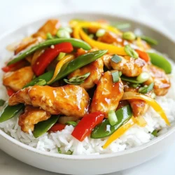 - 1 lb boneless, skinless chicken thighs, sliced - 2 tablespoons cornstarch - 2 tablespoons vegetable oil - 1 medium onion, sliced - 2 cloves garlic, minced - 1 inch piece of ginger, grated - 1 bell pepper, thinly sliced - 1 cup snow peas - 3 green onions, chopped - 3 tablespoons soy sauce - 2 tablespoons hoisin sauce - 1 tablespoon sesame oil - 1 teaspoon red chili flakes (optional) - Salt and pepper to taste - Cooked rice or noodles for serving Use 1 pound of chicken thighs for juicy meat. Slice them thinly for quick cooking. Coat the chicken in cornstarch for a crispy finish. A medium onion adds sweetness. Minced garlic and grated ginger give strong flavors. Choose your favorite bell pepper color for flair. Snow peas add crunch and color. Chopped green onions make a fresh topping. For sauces, soy and hoisin create depth. Sesame oil adds richness. Red chili flakes can spice it up. Adjust salt and pepper to your taste. If you prefer chicken breast, use that instead. For a gluten-free option, swap soy sauce for tamari. You can replace hoisin sauce with a mix of soy sauce and sugar. Any firm vegetable works, like broccoli or carrots. For a vegan version, try tofu or tempeh. If you can't find snow peas, snap peas work well too. {{ingredient_image_1}} 1. Start by placing the sliced chicken in a bowl. Add cornstarch and toss well. This step helps make the chicken crispy. 2. Heat 1 tablespoon of vegetable oil in a large skillet or wok on medium-high heat. Once hot, add the chicken in a single layer. Cook for 4-5 minutes, until golden brown and cooked through. Remove the chicken and set it aside. 3. In the same skillet, pour in the remaining tablespoon of vegetable oil. Add the sliced onion, minced garlic, and grated ginger. Sauté for 1-2 minutes until you smell the aromas. 4. Toss in the sliced bell pepper and snow peas. Stir-fry for 2-3 minutes until the veggies are bright and tender. 5. Return the cooked chicken to the skillet. Pour in soy sauce, hoisin sauce, sesame oil, and red chili flakes if you want some heat. Stir to combine and let it cook for another minute. 6. Add the chopped green onions and stir one last time. Season with salt and pepper to your taste. 7. Serve the Mongolian Chicken Stir-Fry over cooked rice or noodles. Top with more green onion if you like. Using high heat in the skillet helps to sear the chicken quickly. Searing gives it a nice crust and locks in moisture. When cooking the vegetables, stir-frying them at high heat keeps their color bright and crunch intact. This method keeps flavors fresh and vibrant. - Always use boneless, skinless chicken thighs. They stay juicy and tender. - Cut the chicken into thin strips for even cooking. - Make sure not to overcrowd the pan. This helps the chicken sear better. - You can marinate the chicken in soy sauce for 15 minutes for added flavor. To get your chicken crispy, start with cornstarch. Coat the chicken strips fully. This will help create a crunchy crust. Use a hot skillet for cooking. Heat the oil until it shimmers. Place the chicken in a single layer. Don’t crowd the pan, or the chicken will steam instead of fry. Cook for about 4-5 minutes per side until golden brown. To boost flavor, try adding a splash of rice vinegar. This adds a tangy kick. You can also toss in a tablespoon of honey. It will balance the saltiness of the soy sauce. For extra crunch, throw in some nuts like cashews or peanuts. Add red chili flakes for heat, or use fresh chili for a bolder taste. One mistake is not preheating the pan. A cold pan won’t sear the chicken well. Another is overcooking the veggies. They should stay bright and crisp. Don’t skip the ginger and garlic; they add essential flavor. Lastly, avoid adding too much salt. Soy sauce already has salt, so taste first before seasoning. Pro Tips Use High Heat: Cooking over high heat helps to achieve that signature stir-fry texture and keeps vegetables crisp and colorful. Prep Ingredients Ahead: Have all your ingredients chopped and ready to go before you start cooking; stir-frying is a quick process! Customize Your Veggies: Feel free to swap in your favorite vegetables or whatever you have on hand for a personalized touch! Don’t Overcrowd the Pan: If you're making a larger batch, cook the chicken in batches to prevent steaming and ensure it gets crispy. {{image_2}} You can make a vegetarian version using tofu or tempeh. Press the tofu to remove water. Cut it into cubes and marinate in soy sauce. Stir-fry it just like you would the chicken. For a vegan option, skip the hoisin sauce or find a vegan brand. You can also use vegetable broth instead of chicken broth for added flavor. If you want to switch up your protein, try shrimp or beef. For shrimp, just peel and devein them. Add them to the skillet right after the garlic and ginger. For beef, slice it thinly against the grain. Cook it until it’s browned before adding the veggies. Both options will give a different but tasty twist. Feel free to mix in other veggies. Broccoli, carrots, and mushrooms work great. You can also toss in baby corn or bok choy for extra crunch. The key is to keep the colors bright and the textures varied. This adds not just flavor but also makes your dish look beautiful. To keep your Mongolian Chicken Stir-Fry fresh, store leftovers in an airtight container. Place the cooled stir-fry in the fridge within two hours of cooking. It will stay tasty for about three to four days. If you have extra sauce, keep it separate for better texture. When you are ready to enjoy leftovers, reheat them gently. Use a skillet on medium heat. Add a splash of water or broth to keep it juicy. Stir often until hot, about five minutes. You can also use the microwave. Heat in short bursts, stirring in between, for even warmth. You can freeze Mongolian Chicken Stir-Fry for later. Make sure it cools completely first. Store it in a freezer-safe container or a zip-top bag. Remove as much air as possible. It freezes well for up to three months. When you're ready to eat, thaw it overnight in the fridge before reheating. Mongolian Chicken Stir-Fry is a tasty dish. It features chicken, veggies, and a rich sauce. This meal has roots in Chinese cooking. It combines flavors like soy sauce and hoisin sauce. The chicken is crispy and tender. Fresh vegetables add a nice crunch. You can serve it over rice or noodles. This dish is quick to make and is perfect for busy nights. Yes, you can make Mongolian Chicken Stir-Fry ahead of time. Cooked chicken and veggies can stay fresh in the fridge. Store them in an airtight container. They will last for about three days. Reheat your dish on the stove or in the microwave. Add a splash of water to keep it moist. This makes for a quick meal later on. You can serve Mongolian Chicken Stir-Fry with rice or noodles. Both options soak up the sauce well. For a fresh touch, add a side salad. You can also offer spring rolls or dumplings. These sides make the meal feel complete. Enjoying it with friends or family makes it even better! Mongolian Chicken Stir-Fry is a simple and tasty dish. We covered ingredients, prep tips, and cooking techniques. I shared how to create a crispy chicken and add flavor. You can also customize it with veggie or protein swaps. Storing and reheating tips make sure none goes to waste. Now you can enjoy this dish fresh, tasty, and easy to make. Try the variations to make it your own! Happy cooking!