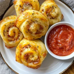 To make High Protein Pepperoni Pizza Rolls, you need a few simple ingredients. Here’s what you will need: - 1 cup whole wheat flour - 1 teaspoon baking powder - ½ teaspoon salt - ½ cup Greek yogurt - ½ cup low-fat mozzarella cheese, shredded - 1 cup turkey pepperoni, chopped - 1 tablespoon Italian seasoning - ½ teaspoon garlic powder - 1 tablespoon olive oil (for brushing) - Tomato sauce (for dipping) Each ingredient plays a key role. Whole wheat flour gives a hearty base. Baking powder helps the rolls rise. Salt adds flavor, while Greek yogurt keeps the dough moist. Low-fat mozzarella melts beautifully, adding that gooey goodness. Turkey pepperoni gives the pizza rolls their classic flavor. Italian seasoning and garlic powder bring in those delicious Italian notes. Olive oil helps the tops brown nicely, and tomato sauce makes a perfect dip. These ingredients work together to create a tasty, high-protein snack. You can easily find them at your local grocery store. Feel free to get creative with your favorite toppings. {{ingredient_image_1}} - Preheat the oven: Set your oven to 400°F (200°C). This step is key for perfect rolls. Line a baking sheet with parchment paper to prevent sticking. - Prepare the dough: In a bowl, mix 1 cup of whole wheat flour, 1 teaspoon baking powder, and ½ teaspoon salt. Stir until combined. - Roll out the dough: Add ½ cup Greek yogurt to the bowl. Mix and knead until a dough forms. Place it on a floured surface. Roll it into a rectangle, about ¼ inch thick. - Add cheese and pepperoni: Spread ½ cup shredded low-fat mozzarella cheese evenly over the dough. Leave a small border at the edges. Then, layer 1 cup chopped turkey pepperoni on the cheese. Sprinkle with 1 tablespoon Italian seasoning and ½ teaspoon garlic powder. - Roll and slice the dough: Starting from one edge, tightly roll the dough into a log. Keep the filling inside. Next, slice the log into 1-inch pieces. - Brush with olive oil: Place the sliced rolls cut side up on the baking sheet. Brush the tops with 1 tablespoon olive oil to help them brown nicely. - Bake the pizza rolls: Put the baking sheet in the oven. Bake for 15-20 minutes until they are golden brown and the cheese is bubbling. - Serve with dipping sauce: Let the rolls cool for a few minutes. Serve them warm with tomato sauce on the side for dipping. These steps make it easy to create tasty high protein pepperoni pizza rolls. Enjoy! - Dough consistency: Aim for a soft and slightly sticky dough. If it's too dry, add a bit more yogurt. If it's too wet, sprinkle in a little extra flour. The right texture helps your rolls hold together well. - Ingredient substitutions: You can swap whole wheat flour for all-purpose flour if you prefer. Use regular mozzarella if you want a creamier taste. For a spicy kick, try adding hot pepperoni or a dash of red pepper flakes. - Achieving the right browning: Brush the tops of the rolls with olive oil before baking. This step helps them turn golden brown and crispy. Keep an eye on them while baking to avoid burning. The rolls should be golden and the cheese bubbly. - Cooling before serving: Let the pizza rolls cool for a few minutes after baking. This helps the cheese set a bit and makes them easier to eat. Serve them warm with tomato sauce for a tasty dip. Pro Tips Use Fresh Ingredients: Fresh turkey pepperoni and quality mozzarella cheese will enhance the flavor of your pizza rolls significantly. Adjust the Seasoning: Feel free to experiment with additional spices like crushed red pepper or oregano for a spicier kick. Perfectly Roll: Make sure to roll the dough tightly to prevent the filling from spilling out while baking. Serve Immediately: These pizza rolls are best enjoyed warm and fresh out of the oven with your favorite dipping sauce. {{image_2}} You can easily change up the flavors in these pizza rolls. Here are some fun ideas: - Using different types of cheese: Swap low-fat mozzarella for cheddar or pepper jack. These cheeses add a sharp, tangy flavor. You can also mix cheeses for a richer taste. - Adding vegetables or herbs: Try adding bell peppers, spinach, or mushrooms. These veggies boost nutrition and add color. Fresh basil or oregano can enhance the flavor too. - Substituting different protein options: If you want a change, use chicken or ham instead of turkey pepperoni. You can also try plant-based options like tempeh or seitan for a hearty bite. - Vegan version ideas: For a vegan twist, replace Greek yogurt with a plant-based yogurt. Use vegan cheese and skip the pepperoni. You can add sliced olives or artichokes for extra flavor. These variations make the recipe fun and allow you to play with flavors. Enjoy experimenting! After making your high protein pepperoni pizza rolls, it’s important to store them properly. This keeps them fresh and tasty for later. - Refrigeration guidelines: Let the pizza rolls cool down first. Put them in an airtight container. They will stay good in the fridge for about 3-4 days. - Freezing instructions: If you want to keep them longer, freeze the rolls. Place them in a single layer on a baking sheet. Once frozen, transfer them to a freezer bag. They can last for up to 3 months in the freezer. - Reheating tips: To reheat, bake them in the oven at 350°F (175°C) for about 10-15 minutes. This will crisp them up nicely. You can also use a microwave, but they may not get as crispy. Enjoy your delicious snack! To make pizza rolls crispy, you can brush them with olive oil before baking. This allows the outside to brown nicely. Bake them until they are golden brown. Avoid overloading them with toppings, as this can make them soggy. Yes, you can use other types of flour. All-purpose flour works well. You can also try almond flour for a low-carb option. Just remember that the texture may change a bit based on the flour you choose. You can dip pizza rolls in ranch dressing, pesto, or even cheese sauce. Each option adds a new flavor. Get creative and mix it up to find your favorite! These pizza rolls last about 3 to 4 days in the fridge. Store them in an airtight container to keep them fresh. If they start to dry out, you can reheat them with a little moisture. Yes, they are great for meal prep! You can make a batch ahead of time. Just store them in the fridge or freezer. Reheat them when you are ready to eat. They make a quick and tasty snack! You now have a complete guide to making delicious pizza rolls. We covered the key ingredients, step-by-step instructions, and helpful tips. We also shared tasty variations and storage advice. You can enjoy these rolls fresh or save them for later. Experiment with different fillings and dips to make them your own. Enjoy your cooking and the tasty results!