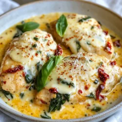 - 4 boneless, skinless chicken breasts - 1 cup chicken broth - 1/2 cup heavy cream - 1/2 cup sun-dried tomatoes, chopped - 1 cup fresh spinach - 1/2 teaspoon garlic powder - 1/2 teaspoon onion powder - Salt and pepper to taste - 1/2 cup shredded parmesan cheese - 2 tablespoons olive oil - Fresh basil leaves for garnish This recipe for Keto Crockpot Marry Me Chicken is simple and full of flavor. Each ingredient works together to create a creamy, dreamy dish. First, the chicken breasts are the star of the show. They bring a nice, tender texture. I love using boneless and skinless chicken because it cooks evenly and absorbs the flavors well. Next, chicken broth adds moisture. It helps keep the chicken juicy during cooking. Heavy cream brings richness and a smooth texture to the dish. It balances the flavors and makes the sauce creamy. Sun-dried tomatoes add a burst of flavor. They have a sweet and tangy taste that pairs well with the chicken. Fresh spinach also adds color and nutrition. It wilts down nicely, giving the dish a fresh touch. The garlic and onion powders offer depth. They enhance the overall taste without being overwhelming. Don’t forget salt and pepper! These basic seasonings are key to bringing out all the flavors. Parmesan cheese adds a savory finish. It melts beautifully and gives a nice, cheesy layer on top. Lastly, olive oil is great for cooking. It helps brown the chicken and adds healthy fats to the meal. Now that you know the ingredients, you can picture how they come together. This dish is not only delicious but also packed with nutrients, making it a perfect choice for your keto dinner. {{ingredient_image_1}} Start by seasoning the chicken. Use salt, pepper, garlic powder, and onion powder. Coat both sides well for the best flavor. This simple step makes a huge difference. The seasoning brings out the chicken’s natural taste. Searing the chicken is a fun option. Heat olive oil in a skillet over medium heat. Place the chicken in the skillet and cook for 3-4 minutes on each side. You want a nice, golden brown color. This adds flavor but can be skipped if you’re in a hurry. Now, let's set up the crockpot. If you seared the chicken, place it in the crockpot. Pour in the chicken broth. Next, mix heavy cream and chopped sun-dried tomatoes in a bowl. Pour that mix over the chicken. For cooking time, you can choose low for 4-6 hours or high for 2-3 hours. The chicken should be tender and cooked through. About 30 minutes before serving, stir in the fresh spinach and shredded parmesan cheese. This helps the spinach wilt and the cheese melt. Mix gently to combine, so every bite is creamy and flavorful. To make your Keto Crockpot Marry Me Chicken shine, adjust the seasonings to suit your taste. Feel free to add more garlic powder or some Italian herbs. A pinch of red pepper flakes can give it a nice kick. Taste the sauce before serving to see if it needs more salt or pepper. This way, you can ensure each bite is full of flavor. Getting tender chicken is key. To avoid dry chicken, do not overcook it. Keep an eye on the time. If your crockpot runs hot, check the chicken after 3 hours on high. Using fresh chicken helps too, as frozen chicken can become tough when cooked. Searing the chicken adds flavor and locks in moisture, even if it’s optional. For a complete meal, serve this dish with low-carb sides. Cauliflower rice is a great option. It mimics rice well and soaks up the sauce nicely. Zucchini noodles are another tasty choice. They add a fresh crunch and are fun to eat. Both sides keep your meal low in carbs while being very filling. Pro Tips Perfectly Seasoned Chicken: Make sure to season the chicken breasts generously with salt and pepper to enhance the flavor. You can also marinate them for a few hours before cooking for an extra depth of taste. Skip the Searing: If you're short on time, you can skip the searing step. Just place the seasoned chicken directly into the crockpot; it will still turn out deliciously tender. Substitutions: Feel free to swap out the spinach for other leafy greens like kale or Swiss chard, depending on your preference or what you have on hand. Best Serving Suggestions: Serve this dish over cauliflower rice or zucchini noodles to keep it keto-friendly. You can also pair it with a side salad for added freshness. {{image_2}} You can easily add low-carb vegetables to your Keto Crockpot Marry Me Chicken. Here are some great options: - Zucchini, sliced - Bell peppers, chopped - Broccoli florets - Cauliflower, cut into small pieces - Mushrooms, sliced These veggies add texture and flavor. You can mix and match based on what you have. Just remember to cut them into small pieces to cook evenly. To boost the flavor, consider adding spices or herbs. Here are some ideas: - Italian seasoning - Red pepper flakes for heat - Fresh thyme or rosemary - Lemon zest for brightness - Smoked paprika for depth These ingredients can elevate your dish. Experiment with different combinations to find your favorite mix. If you want a dairy-free version, there are great alternatives to heavy cream and cheese: - Coconut cream instead of heavy cream - Nutritional yeast for a cheesy flavor - Cashew cream for richness - Silken tofu blended smooth These swaps keep your dish creamy without dairy. They also add unique flavors that can surprise and delight. To store leftovers safely, let the chicken cool first. Place it in an airtight container. This keeps out air and bacteria. Store it in the fridge for up to four days. Make sure to label it with the date. This way, you know when to eat it by. To freeze, first cool the chicken completely. Cut it into smaller pieces if you like. Place the chicken in a freezer-safe bag. Squeeze out all the air before sealing. You can freeze it for up to three months. When ready to eat, thaw in the fridge overnight. This keeps the taste fresh. To reheat without drying out the chicken, use low heat. You can use the microwave or a skillet. If using the microwave, cover the chicken with a damp paper towel. This adds moisture. If using a skillet, add a splash of chicken broth. Heat slowly on low until warm. Enjoy your meal without losing flavor! Yes, you can use chicken thighs. They have more fat and flavor. This makes them juicier. The cooking time may change. Thighs usually need an extra 30 minutes. Check their internal temperature to be sure. Yes, this dish is keto-friendly. The traditional version often uses carbs like pasta. In our recipe, we skip those. We use heavy cream and cheese instead. This keeps it low in carbs and high in flavor. Your chicken is done when it reaches 165°F. It should look white and firm. The juices should run clear, not pink. If you're unsure, use a meat thermometer for accuracy. Yes, you can adapt this recipe for an Instant Pot. Sear the chicken first, then add broth and cream. Cook on high pressure for 8-10 minutes. Let it naturally release for 5 minutes before serving. This way, you keep the flavors rich and tender. This blog post guides you through making a delicious Marry Me Chicken dish. We covered the key ingredients, step-by-step instructions, and tips for perfection. Each part ensures you avoid common mistakes and enjoy flavorful meals. Remember to explore variations for added excitement and check storage tips for leftovers. Following this guide, you can create a meal that's sure to impress. Enjoy cooking and sharing this tasty recipe!