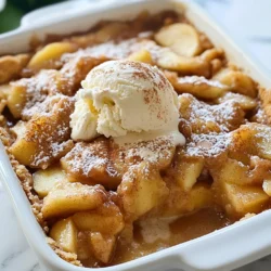 To make a great apple cobbler, you need: - 4 large apples (like Granny Smith or Honeycrisp), peeled and sliced - 1 cup granulated sugar - 2 teaspoons ground cinnamon - 1 tablespoon lemon juice - 1 teaspoon vanilla extract - 1 cup all-purpose flour - 1 teaspoon baking powder - 1/2 teaspoon salt - 1/2 cup unsalted butter, melted - 1/2 cup milk - 1/2 cup brown sugar (for topping) - 1/2 teaspoon ground nutmeg (for topping) If you don’t have all the ingredients, don’t worry! You can swap some items: - Use any sweet apples you like, such as Fuji or Gala. - Instead of granulated sugar, try brown sugar for a richer taste. - You can replace milk with almond milk or oat milk if needed. - Coconut oil can work instead of unsalted butter. Choosing the right apples makes a big difference in flavor. Here’s what I recommend: - Pick firm apples; they hold up better when baking. - Look for apples that are not bruised or soft. - A mix of sweet and tart apples gives the best taste. - Try to use seasonal apples for the best flavor. Remember, good apples make a great cobbler! {{ingredient_image_1}} First, set your oven to 350°F (175°C). This step is key for baking. While your oven warms up, grab a 9x13 inch baking dish. Grease it well with butter or cooking spray. This helps the cobbler come out easily after baking. Next, take four large apples. I love using Granny Smith or Honeycrisp for their great flavor. Peel and slice them thin. In a big bowl, mix the sliced apples with one cup of granulated sugar. Add two teaspoons of ground cinnamon, one tablespoon of lemon juice, and one teaspoon of vanilla extract. Toss it all together. You want every apple slice coated well. Once mixed, pour this apple mixture into your greased baking dish. In another bowl, mix one cup of all-purpose flour, one teaspoon of baking powder, and half a teaspoon of salt. Then, add half a cup of melted unsalted butter and half a cup of milk. Stir until just combined. The batter should be a little lumpy; that’s okay! Pour this batter evenly over the apples without stirring. Finally, in a small bowl, mix half a cup of brown sugar with half a teaspoon of ground nutmeg. Sprinkle this mix evenly on top of the batter. Now, it’s ready to bake! To get a great cobbler topping, focus on the batter. Mix the flour, baking powder, and salt first. Then, add melted butter and milk. Stir gently until just combined. A few lumps are okay. Pour it evenly over the apples. Don’t stir; let it sit on top. This creates a nice, fluffy layer. Baking at 350°F (175°C) works well for this recipe. Keep an eye on your cobbler. If the top browns too fast, cover it with foil. Check for doneness at 40 minutes. A toothpick should come out clean. If it’s not done, give it a few more minutes. Serve your cobbler warm for the best taste. Add a scoop of vanilla ice cream on top. A sprinkle of cinnamon makes it look nice. You can also use a pie dish for a pretty presentation. Fresh mint leaves can add a touch of color. Enjoy the cozy feel of this dish! Pro Tips Choose the Right Apples: For the best flavor and texture, opt for a mix of tart and sweet apples, like Granny Smith and Honeycrisp. Let It Rest: Allow the cobbler to cool for about 10 minutes before serving. This helps the filling set and makes it easier to serve. Experiment with Spices: Feel free to add other spices such as ginger or allspice to the apple mixture for an extra flavor boost. Serving Suggestions: Enhance your cobbler experience by serving it with whipped cream or caramel sauce in addition to ice cream. {{image_2}} You can use many apples for your cobbler. Granny Smith apples are tart and great for baking. Honeycrisp apples bring sweetness and crunch. Fuji apples add a nice juicy flavor. Mix different types for a fun twist. Each variety gives a unique taste and texture to your cobbler. For extra crunch, add nuts like walnuts or pecans. They give a great texture and flavor. You can also add dried fruits like raisins or cranberries. This addition makes your cobbler even more delicious. Just mix them into the apple filling or sprinkle on top. Spices can change your apple cobbler’s taste. Try adding ginger for a warm kick. Cloves add a deep, rich flavor. A pinch of cardamom can make it more aromatic. These spices work well with cinnamon and nutmeg. Experiment with spices to find your favorite mix. To store leftover apple cobbler, let it cool first. Cover it tightly with plastic wrap or foil. You can also use an airtight container. Keep it in the fridge for up to four days. This way, it stays fresh and tasty. When you're ready to enjoy the cobbler again, preheat your oven to 350°F (175°C). Place the cobbler in a baking dish. Cover it with foil to keep it from drying out. Heat for about 20 minutes. Check to see if it's warm all the way through. You can also microwave it for a quicker option. Just heat a slice for 30 seconds, checking often. You can freeze apple cobbler if you want to save some for later. First, let it cool completely. Cut it into portions for easier thawing. Wrap each piece tightly in plastic wrap, then place them in a freezer bag. Label and date the bag. The cobbler can last up to three months in the freezer. When you're ready to eat it, thaw it overnight in the fridge. Then, reheat as mentioned above. Yes, you can use frozen apples. Just make sure to thaw them first. This helps them cook evenly. Drain any excess liquid before mixing them with the sugar and spices. Absolutely! You can use gluten-free flour instead of regular flour. Look for a blend that works well in baking. This way, you can enjoy the same tasty cobbler without gluten. Homemade apple cobbler stays fresh for about three to four days. Store it in the fridge to keep it tasty. Make sure to cover it well to prevent it from drying out. Serve apple cobbler warm right out of the oven. Top it with a scoop of vanilla ice cream. A sprinkle of cinnamon adds a nice touch too. Yes, you can prepare the batter ahead. Store it in the fridge for up to 24 hours. Just stir it gently before pouring it over the apples. This keeps your cobbler fresh and easy to bake. You learned how to make a homemade apple cobbler from start to finish. We covered ingredients, step-by-step instructions, and tips for perfecting your dish. Remember to choose the best apples and adjust baking time as needed. You can tweak the recipe with different apple types, nuts, or spices for a fun twist. Store leftovers properly and enjoy the warm flavors later. With these tips, you can create a delicious apple cobbler that impresses everyone. Dive into your baking adventure and enjoy the sweet results!