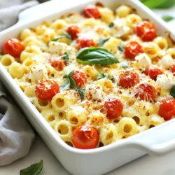- 200g pasta (like penne or fusilli) - 200g block of feta cheese - 2 cups cherry tomatoes, halved - 4 cloves garlic, minced - 1/2 teaspoon red pepper flakes (optional) - 1/4 cup olive oil - Salt and black pepper to taste - Fresh basil leaves, for garnish - Grated Parmesan cheese, for serving Using good ingredients makes a big difference in flavor. Fresh cherry tomatoes burst with sweet juice. Quality feta cheese adds creamy richness. Olive oil enhances the dish with its smooth taste. Fresh garlic gives a punch of flavor, making each bite better. Don’t skimp on these items; they make the dish shine. If you can't find feta, try goat cheese. It will still taste great. Use any pasta shape you like, but penne or fusilli work best. For garlic fans, add more cloves for extra flavor. If you want a kick, increase the red pepper flakes. Don't have fresh basil? Use dried basil or parsley instead. Adjust based on what you have at home! {{ingredient_image_1}} Start by gathering all your ingredients. You need: - 200g pasta (penne or fusilli works best) - 200g block of feta cheese - 2 cups cherry tomatoes, halved - 4 cloves garlic, minced - 1/2 teaspoon red pepper flakes (optional) - 1/4 cup olive oil - Salt and black pepper to taste - Fresh basil leaves, for garnish - Grated Parmesan cheese, for serving Wash the cherry tomatoes and slice them in half. Mince the garlic and set it aside. Preheat your oven to 400°F (200°C) so it’s hot when you’re ready to bake. In a large baking dish, mix the halved tomatoes, minced garlic, red pepper flakes, olive oil, salt, and black pepper. Toss everything well to coat the tomatoes. Next, make a space in the center of the dish for the feta. Place the block of feta cheese there. Drizzle a bit more olive oil on top of the feta. Season it lightly with salt and pepper. Now, put the dish in the oven and bake for about 30 minutes. You want the tomatoes to burst and caramelize while the feta gets soft and golden. This will create a rich and creamy base for your pasta. While the feta and tomatoes bake, cook your pasta. Boil water in a pot and add a pinch of salt. Once the water is boiling, add the pasta. Follow the package instructions for cooking time. You want the pasta to be al dente. Before draining, reserve 1/2 cup of the pasta water. This starchy water will help you adjust the sauce later. Drain the pasta once it’s cooked, and set it aside. When the feta and tomatoes finish baking, take them out of the oven. Use a fork to mash the feta into the tomatoes. This will create a creamy sauce. Add the cooked pasta to the baking dish and toss everything together. If the sauce is too thick, pour in a little reserved pasta water at a time until it reaches your desired creaminess. To make the sauce rich and creamy, start with high-quality feta. The creaminess comes from mashing the baked feta with tomatoes. Use a fork to mix them well. If the sauce is too thick, add some of the reserved pasta water. This will help it become silky smooth. If you like heat, add more red pepper flakes. Start with just a pinch if you prefer mild flavors. You can always sprinkle more on top when serving. For a unique twist, try adding a splash of lemon juice to brighten the dish. Serve your baked feta pasta warm, topped with fresh basil leaves. A sprinkle of grated Parmesan cheese adds extra flavor. Pair it with a light salad or crusty bread for a complete meal. Don't forget to share your delicious creation with friends and family! Pro Tips Use Fresh Ingredients: Fresh cherry tomatoes and high-quality feta cheese make a significant difference in flavor. Opt for in-season tomatoes for the best taste. Adjust the Spice Level: If you prefer a milder dish, omit the red pepper flakes or use less. You can always add more spice later if desired. Experiment with Herbs: While basil is a classic garnish, try adding fresh oregano or thyme for additional flavor. You can also mix dried herbs into the pasta for an extra punch. Save Leftovers Wisely: Store any leftovers in an airtight container in the fridge. Reheat gently on the stove with a splash of water to restore creaminess. {{image_2}} You can make baked feta pasta even better by adding vegetables. Try using spinach, zucchini, or bell peppers. Just chop them up and mix them with the tomatoes. This gives you more flavor and nutrition. Roasting the veggies with the tomatoes enhances their taste. You can add any vegetable you like to make it your own. Want to make your dish heartier? Add protein! Grilled chicken, shrimp, or chickpeas work great. Simply cook the protein separately and mix it in before serving. This adds a nice texture and makes the meal more filling. You can even use leftover meats to save time. Feta isn’t the only cheese you can use. Try goat cheese or ricotta for a different taste. Both melt well and add creaminess to the dish. If you want a sharper flavor, use Parmesan instead. Each cheese brings its own special twist, so feel free to experiment. Mixing cheeses can also add depth to your sauce. After you enjoy your baked feta pasta, store leftovers in an airtight container. Let the dish cool down first. Place it in the fridge for up to three days. If you want to keep it longer, consider freezing instead. To reheat, use the oven for the best results. Preheat the oven to 350°F (175°C). Place the pasta in a baking dish and cover it with foil. Heat for about 15-20 minutes. You can also use the microwave. Place a serving in a bowl and heat in 30-second intervals until warm. You can freeze baked feta pasta for up to three months. Make sure it cools first, then put it in a freezer-safe container. When you are ready to eat, thaw it in the fridge overnight. Reheat as mentioned above. The pasta will still taste great! You can use any short pasta, like penne or fusilli. These shapes hold the sauce well. The ridges help catch the creamy feta and tomatoes. I prefer penne for its perfect bite. Fusilli also works great with its twists and turns. Yes! You can swap feta for goat cheese or ricotta. Each cheese gives a unique flavor. Goat cheese adds tanginess, while ricotta offers a milder taste. Just remember to adjust the baking time if you choose a softer cheese. To make this dish gluten-free, use gluten-free pasta. Many brands offer great options that taste good. Be sure to check the packaging for quality. You can also use zucchini noodles for a lighter twist on the dish. Absolutely! You can prep the ingredients ahead of time. Assemble the tomatoes, garlic, and feta in a dish. Store it in the fridge until you are ready to bake. Just cook the pasta fresh when you’re ready to enjoy your meal. In this post, we explored the best ingredients for baked feta pasta, focusing on quality and substitutions. I shared step-by-step instructions for prepping, baking, and cooking. You learned tips for a creamy sauce, spice adjustments, and serving ideas. We discussed variations to add more veggies, proteins, and cheese options. Finally, I covered how to store and reheat leftovers. Take these insights to create a delicious, personalized dish. Your kitchen adventures can always offer something new and tasty!