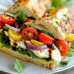 To make the Italian Chopped Sandwich, gather these tasty items: - 1 loaf of ciabatta bread, sliced - 1 cup mixed greens (arugula, spinach, or lettuce) - 1/2 cup cherry tomatoes, quartered - 1/4 cup red onion, finely chopped - 1/2 cup roasted red peppers, sliced - 1/2 cup fresh mozzarella, diced - 1/4 cup Kalamata olives, pitted and chopped - 1/4 cup fresh basil, chopped - 2 tablespoons balsamic glaze - 2 tablespoons olive oil - Salt and pepper to taste Using fresh ingredients makes your sandwich burst with flavor. Fresh greens and ripe tomatoes add a nice crunch. They also give vibrant colors. But jarred ingredients can save time. Roasted red peppers in a jar are great if you are busy. Just make sure they taste good. Check the label for added sugars or preservatives. You don’t need fancy tools for this recipe. Here’s what you will need: - A large mixing bowl for combining ingredients - A cutting board for chopping veggies - A sharp knife for easy cutting - A spoon for mixing and serving - A platter for serving the sandwiches Gather these tools, and you are ready to start making this delicious Italian Chopped Sandwich! {{ingredient_image_1}} First, gather all your fresh ingredients. You need mixed greens, cherry tomatoes, red onion, roasted red peppers, mozzarella, Kalamata olives, and basil. In a large mixing bowl, add: - 1 cup mixed greens - 1/2 cup cherry tomatoes, quartered - 1/4 cup red onion, finely chopped - 1/2 cup roasted red peppers, sliced - 1/2 cup fresh mozzarella, diced - 1/4 cup Kalamata olives, pitted and chopped - 1/4 cup fresh basil, chopped Next, drizzle 2 tablespoons of olive oil and 2 tablespoons of balsamic glaze over the mix. Toss gently until all the ingredients blend well. You want every bite to be full of flavor. Season with salt and pepper to taste. Toasting the ciabatta bread adds a nice crunch. Take your loaf of ciabatta and slice it into thick pieces. Lay the slices on a baking sheet. You can lightly toast them in a toaster or an oven for a few minutes. Watch closely to avoid burning. You want them golden and crisp, but not too hard. Start with half of the toasted ciabatta slices on a clean surface. Spoon a generous amount of your filling on each slice. Make sure to include a mix of all the tasty ingredients. Top with the other half of the toasted ciabatta slices. Press down gently to hold everything together. If you like, cut the sandwiches in half or into smaller portions for easy serving. For a nice touch, you can drizzle extra balsamic glaze on top. Serve these sandwiches with chips or a side salad for a complete meal. Chopping your ingredients well is key. For the best texture, use a sharp knife. Start with the red onion. Dice it finely. This helps spread the flavor evenly. Next, quarter the cherry tomatoes. This size fits well in the sandwich. For roasted red peppers, slice them thinly. Finally, chop the basil and olives. Keep your cuts consistent for a better bite. Toasting ciabatta bread adds crunch and flavor. Preheat your toaster or oven. A light toast is best; you want warmth, not dryness. Place the slices in one layer. This helps them toast evenly. Watch closely to avoid burning. Once golden, remove them right away. Let the bread cool slightly before adding the filling. Pair your Italian chopped sandwich with sides for a full meal. Vegetable chips add a nice crunch. A fresh side salad works well too. Try a simple arugula salad with lemon dressing for a light touch. If you want a drink, a sparkling water or light red wine complements the flavors nicely. Drizzle extra balsamic glaze over the sandwiches for a pretty finish. Pro Tips Use Fresh Ingredients: Opt for the freshest produce and high-quality mozzarella to enhance the flavors of your sandwich. Toast for Crunch: Lightly toasting the ciabatta bread adds a delightful crunch that contrasts nicely with the soft filling. Customize Your Greens: Feel free to mix and match greens based on your preference; kale or romaine also work well in this sandwich. Serve with Sides: Pair the sandwiches with vegetable chips or a small side salad for a complete meal experience. {{image_2}} You can change up the ingredients in your Italian chopped sandwich. Don’t have fresh mozzarella? Use provolone cheese instead. If you prefer a different taste, swap cherry tomatoes for sun-dried tomatoes. You can also replace Kalamata olives with green olives or capers. For a spicy kick, add sliced pepperoncini. These swaps keep the flavors fresh while adding your personal twist. While ciabatta is classic, feel free to try other breads. A baguette adds a nice crunch. If you like softer bread, focaccia works great too. Whole wheat bread brings more fiber and nutrition. For a gluten-free option, use gluten-free sandwich bread. Each bread type gives the sandwich a unique texture and flavor. Want a vegetarian version? Skip the cheese and add more roasted veggies. Grilled zucchini or eggplant works well. For a vegan sandwich, use vegan cheese or avocado slices. You can also add hummus for creaminess. These options make the sandwich hearty and satisfying without dairy. Enjoy experimenting with flavors! To store leftover Italian chopped sandwiches, wrap them tightly in plastic wrap. This helps keep them fresh. You can also use a sealed container. Place them in the fridge for up to two days. If you have more than one sandwich, stack them carefully to avoid squishing. To keep your ingredients fresh, store them separately. Use airtight containers for the greens, tomatoes, and cheeses. Keep the olives and roasted peppers in their own jars. This way, they stay crisp and tasty. For herbs like basil, place them in a glass of water, like flowers, and cover loosely with a bag. This keeps them fresh for longer. Reheating an Italian chopped sandwich is simple. If you want a warm sandwich, heat your oven to 350°F (175°C). Wrap the sandwich in foil and place it in the oven. Heat for about 10 minutes. If you prefer a crunchy texture, try using a skillet. Heat it on medium and toast each side for a few minutes. This gives it a nice crisp without making it soggy. An Italian Chopped Sandwich is a fun and tasty meal. It features fresh ingredients packed between slices of ciabatta bread. This sandwich is colorful and full of flavor. You mix greens, tomatoes, olives, and cheese for a great filling. The balsamic glaze adds a sweet touch. Each bite brings a burst of taste. Yes, you can make this sandwich ahead of time. Prepare the filling and store it in the fridge. Keep the ciabatta bread separate until you are ready to eat. This way, the bread stays fresh and crispy. When you are ready, just assemble the sandwich. It tastes great, even when made a little early. This sandwich pairs well with many side dishes. Here are some ideas: - Vegetable chips - Small side salad - Pickles - Fresh fruit - Pasta salad These sides add variety and balance to your meal. Enjoy your Italian Chopped Sandwich with these tasty options! This blog post covered how to make an amazing Italian chopped sandwich. We explored the key ingredients, with tips on using fresh or jarred options. You learned how to prepare the filling and toast the ciabatta bread just right. We shared helpful tricks for chopping and serving. You found variations for different diets, plus storage and reheating tips. In the end, this sandwich is simple to make and fun to enjoy. Happy sandwich making!
