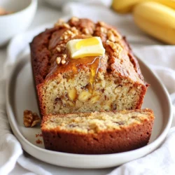 To make One Bowl Banana Bread, you need simple, fresh ingredients. Here is what you will need: - 3 ripe bananas, mashed - 1/3 cup melted coconut oil - 1 teaspoon vanilla extract - 1 teaspoon baking soda - Pinch of salt - 3/4 cup brown sugar - 1 large egg, beaten - 1 1/2 cups all-purpose flour Each ingredient plays a key role in flavor and texture. Ripe bananas add natural sweetness and moisture. Coconut oil gives a rich taste and fluffy texture. Brown sugar adds depth to the flavor. You can enhance your banana bread with these optional ingredients: - 1/2 cup chopped walnuts or pecans - 1/4 teaspoon cinnamon Chopped nuts add a nice crunch. Cinnamon brings warmth and spice to the bread. Feel free to mix and match based on your taste! To make your baking easy, gather these tools: - Large mixing bowl - Fork for mashing - Spatula for mixing - 9x5 inch loaf pan - Parchment paper (optional) Using the right tools helps you mix well and bake evenly. A loaf pan is essential for that perfect shape. If you line it with parchment, cleanup gets easier! {{ingredient_image_1}} First, preheat your oven to 350°F (175°C). This helps the bread bake evenly. Next, grab a 9x5 inch loaf pan. You can grease the pan with some oil or line it with parchment paper. This step makes it easy to remove the bread later. In a large mixing bowl, mash the 3 ripe bananas with a fork until they are smooth. Then, pour in 1/3 cup of melted coconut oil and stir it in well. Add 1 teaspoon of vanilla extract, 1 teaspoon of baking soda, and a pinch of salt. Mix these ingredients thoroughly to ensure an even blend. Next, add 3/4 cup of brown sugar and 1 large beaten egg. Blend until smooth. Gradually add 1 1/2 cups of all-purpose flour, stirring gently until no flour streaks remain. Be careful not to overmix. If you like, fold in 1/2 cup of chopped walnuts or pecans and 1/4 teaspoon of cinnamon for extra flavor. Pour the batter into the loaf pan. Smooth out the top with a spatula to make it nice and even. Place the pan in the preheated oven. Bake for 50-60 minutes. To check if your bread is ready, insert a toothpick into the center. If it comes out clean, your bread is done. Let it cool in the pan for 10 minutes. After that, transfer the bread to a wire rack to cool completely. Enjoy the wonderful smell as it fills your kitchen! To get the right texture in your banana bread, use ripe bananas. They should be soft and spotty. Mash them well with a fork until smooth. Mix the banana with melted coconut oil. This adds moisture and flavor. When adding flour, stir gently. Overmixing can make the bread tough. Stop mixing as soon as no flour streaks remain. One common mistake is using unripe bananas. They don't provide enough sweetness. Another mistake is overmixing the batter. This leads to dense bread. Avoid skipping the salt; it enhances flavor. Also, don’t forget to grease your pan. This prevents sticking and helps with easy removal. Weighing ingredients gives the best results. If you don’t have a scale, use dry measuring cups for flour. Spoon flour into the cup, then level it off. For brown sugar, pack it tightly in the cup. Liquid ingredients should be measured in a liquid measuring cup. Always check for accuracy to ensure success. Pro Tips Use Very Ripe Bananas: The riper the bananas, the sweeter and more flavorful your banana bread will be. Look for bananas with brown spots for the best results. Don’t Overmix: When adding the flour, mix just until combined. Overmixing can make the bread dense and tough. Add Mix-Ins Wisely: If adding nuts or chocolate chips, fold them in gently to avoid breaking up the batter and ensure even distribution. Cool Before Slicing: Allow the banana bread to cool in the pan for at least 10 minutes before transferring to a wire rack. This helps maintain its shape and prevents it from being too crumbly. {{image_2}} You can make this banana bread your own. Adding nuts gives it a nice crunch. I love using walnuts or pecans. Just chop them roughly and fold them in at the end. If you want some fruit, try adding chocolate chips or dried fruit. They add sweetness and fun. For a tropical twist, add some chopped pineapple or coconut flakes. You can also mix in berries for a fresh flavor. If you want to change the sweet taste, try different sweeteners. Honey or maple syrup works well. Reduce the amount of sugar if you use these. You can also use coconut sugar for a deeper flavor. For a gluten-free option, swap all-purpose flour for almond or oat flour. Each flour will change the texture a bit. Just keep an eye on the batter, as it may need small adjustments. To make this recipe vegan, replace the egg with flaxseed meal or applesauce. Use 1 tablespoon of flaxseed mixed with 2.5 tablespoons of water. Let it sit until it thickens. This works great! For gluten-free banana bread, use a gluten-free flour blend. This keeps the bread light and fluffy. Remember to check if the baking soda is gluten-free. These changes keep the taste amazing while meeting your dietary needs. To keep your One Bowl Banana Bread fresh, store it in an airtight container. You can place it at room temperature for up to three days. If you want it to last longer, the fridge is a good choice. Just remember to wrap the bread in plastic wrap before placing it in the fridge. This helps to keep it moist and tasty. If you have extra banana bread, you can freeze it. First, let the bread cool fully. Then, slice it into pieces. Wrap each slice in plastic wrap and place them in a freezer bag. This way, you can take out only what you need. To thaw, simply remove a slice and let it sit at room temperature for about 30 minutes. You can also heat it in the microwave for a few seconds. To reheat your banana bread, preheat your oven to 350°F (175°C). Place the slice on a baking sheet and heat for about 5 to 10 minutes. This warms it up and makes it soft again. If you are in a hurry, you can use the microwave. Heat for about 10 to 15 seconds. Enjoy your warm banana bread with a pat of butter or a drizzle of honey! You can use applesauce as a great swap for ripe bananas. Use 1/2 cup of applesauce for every banana. It keeps the bread moist. You can also try pureed pumpkin or even mashed avocados. Both options add unique flavors and moisture. Yes, you can use other oils. Vegetable oil or canola oil works well. They keep the flavor neutral and let the bananas shine. Olive oil can be used too, but it may change the taste slightly. Choose an oil that fits your taste. Homemade banana bread lasts about 3 to 4 days at room temperature. Store it in an airtight container to keep it fresh. If you want it to last longer, you can freeze it. Frozen banana bread can last up to 3 months. Just thaw it when you’re ready to enjoy! In this guide, we explored how to make one bowl banana bread. We covered key ingredients, step-by-step instructions, and helpful tips. You now know about variations, storage, and even common questions. Remember, baking is fun and easy. Don't be afraid to try new ingredients or flavors. Enjoy your homemade banana bread, and share it with friends and family. Happy baking!