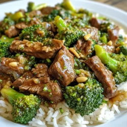 To create this tasty dish, you need fresh and quality items. Here’s what you will need: - 1 lb flank steak, thinly sliced against the grain - 2 cups broccoli florets - 3 cloves garlic, minced - 1 inch piece of ginger, grated The right flavors make all the difference. Here are the seasonings and sauces to use: - 1/4 cup soy sauce - 2 tablespoons oyster sauce - 1 tablespoon cornstarch - 2 tablespoons sesame oil - 1 tablespoon brown sugar - 1/2 teaspoon crushed red pepper flakes (optional for spice) - 2 tablespoons vegetable oil (for cooking) You want to serve your beef and broccoli with something good. Here’s my go-to: - Cooked jasmine rice or noodles This combination will give you a complete meal that tastes better than takeout. Happy cooking! {{ingredient_image_1}} To start, take 1 pound of flank steak. Slice it thinly against the grain. In a medium bowl, mix the beef with: - 1/4 cup soy sauce - 2 tablespoons oyster sauce - 1 tablespoon cornstarch - 2 tablespoons sesame oil - 1 tablespoon brown sugar - 1/2 teaspoon crushed red pepper flakes (optional) Make sure the beef is well coated. Let this sit for 15 to 20 minutes. This helps the flavors soak in. Next, heat a large skillet or wok over medium-high heat. Add 1 tablespoon of vegetable oil. Once it’s hot, add the marinated beef in a single layer. Cook for 2 to 3 minutes without stirring. This helps it brown nicely. Flip the beef and cook for another 1 to 2 minutes. Remove the beef from the pan and set it aside. In the same skillet, add another tablespoon of vegetable oil. Toss in 3 minced garlic cloves and 1 inch of grated ginger. Sauté for about 30 seconds until you smell the aroma. Now, add 2 cups of broccoli florets. Stir-fry for 4 to 5 minutes. The broccoli should turn bright green and be tender-crisp. Return the cooked beef to the skillet with the broccoli. Pour in any leftover marinade from the beef. Stir everything together and cook for another 1 to 2 minutes. This will heat everything through and mix the flavors well. If you need to, adjust the seasoning. Serve hot over jasmine rice or noodles. Enjoy your better-than-takeout beef and broccoli! For this dish, flank steak works best. It is tender and full of flavor. Slice it thinly against the grain. This keeps the meat juicy and easy to chew. You can also use sirloin or ribeye if you prefer. These cuts are still tender and add great taste. To cook broccoli just right, use fresh florets. Start by washing them well. When you stir-fry, cook for 4-5 minutes. This keeps them bright green and crunchy. If you like softer broccoli, steam it for a few minutes before adding it to the skillet. This way, you get the best texture. You can easily adapt this recipe. For gluten-free, use tamari instead of soy sauce. If you follow a vegetarian diet, try tofu or seitan instead of beef. These options still give you great flavor. You can also swap broccoli for other veggies like bell peppers or snap peas. This makes the dish fun and colorful! Pro Tips Slice Against the Grain: Always slice flank steak against the grain for a more tender bite. This technique breaks down the muscle fibers, making the meat easier to chew. Marinate for Flavor: Allow your beef to marinate for at least 20 minutes. For even better flavor, marinate it longer, up to a few hours, in the refrigerator. Don't Overcrowd the Pan: Cook the beef in batches to ensure even browning. Overcrowding can cause the meat to steam rather than sear, resulting in a less desirable texture. Fresh Ingredients Matter: Use fresh broccoli and high-quality soy sauce for the best taste. Fresh ingredients can elevate the overall flavor of your dish significantly. {{image_2}} You can make this dish lighter. Use lean cuts of beef, like sirloin. Swap in low-sodium soy sauce. This will cut down on salt. Choose whole grain rice or noodles. You can also add more veggies. Try bell peppers, carrots, or snap peas. These changes keep the flavor while being healthier. Want a plant-based meal? You can make a great vegan version. Replace beef with tofu or tempeh. Press and cube the tofu for the best texture. Use soy sauce and oyster sauce alternatives. Look for vegan oyster sauce or mushroom sauce. Broccoli and other veggies still work well here. This dish will still be tasty and filling. Love some heat? You can easily spice this dish up. Add more crushed red pepper flakes. Try using fresh chili peppers for a kick. Sriracha or chili paste also adds heat. Mix it in with the sauce before cooking. Always taste as you go to find your perfect heat level. Enjoy the bold flavors that come with spice! Store leftover beef and broccoli in an airtight container. Let it cool to room temperature first. Keep it in the fridge for up to three days. Make sure to label the container with the date. This helps keep track of freshness. To reheat, use a skillet or microwave. For the skillet, add a splash of water or broth. Heat over medium until warm. Stir often to avoid sticking. If using a microwave, cover the dish with a lid or microwave-safe wrap. Heat in short bursts of 30 seconds until hot. You can freeze beef and broccoli for later use. Place it in a freezer-safe container. Store it for up to three months. To thaw, move it to the fridge overnight. Reheat it after thawing using the methods above. This keeps the flavors fresh and tasty. I recommend using flank steak. It is tender and cooks fast. Slice it thin against the grain. This helps keep it tender. You can also use sirloin if you want. Just remember to slice it thin too. Yes, you can use frozen broccoli. It saves time and is still healthy. Just thaw it before cooking. This helps it cook evenly. You may need to adjust the cooking time. Cook it until it is bright green and tender. To make this dish gluten-free, swap out the soy sauce. Use tamari sauce or coconut aminos instead. They have a similar flavor without gluten. Ensure your oyster sauce is gluten-free too. Check the labels to be sure. Serve this dish hot over cooked jasmine rice or noodles. You can also use cauliflower rice for a low-carb option. Add some sesame seeds on top for crunch. It makes the dish look nice too! The beef is done when it turns brown. Cook it for about 3-5 minutes total. Make sure it is no longer pink in the middle. Use a meat thermometer if you want. It should read 145°F for medium. Now you know how to make Better Than Takeout Beef and Broccoli at home. Start with the right ingredients and follow the simple steps for perfect results. Remember to customize with tips and variations to match your taste. This dish is quick, easy, and packed with flavor. You can store leftovers and enjoy them later. Cooking at home not only saves money but also brings joy to your meals. Try this recipe and impress yourself and others with your skills. Enjoy your homemade beef and broccoli!