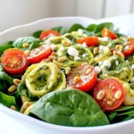 To make Minute Pesto Tortellini Salad, gather these key items: - 2 cups fresh tortellini (you can buy it or make it) - 1 cup cherry tomatoes, halved - 1 cup fresh spinach leaves - 1/4 cup pine nuts, toasted - 1/3 cup pesto sauce (store-bought or homemade) - 2 tablespoons feta cheese, crumbled - Salt and pepper to taste You can add these ingredients to enhance your salad: - 1 tablespoon olive oil (for drizzling) - Bell peppers, diced - Zucchini, thinly sliced - Fresh herbs like basil or parsley When picking your veggies, look for bright colors and firm textures. - Cherry tomatoes should feel plump and smooth. - Spinach leaves must be crisp and vibrant green. - Avoid wilted or yellowing leaves. Buying local produce is often best for flavor and freshness. Always check for any blemishes or soft spots. Start by bringing a large pot of salted water to a boil. The salt adds flavor. Once boiling, add 2 cups of fresh tortellini. Cook them for about 3 to 5 minutes. They are ready when they float to the top. This means they are tender. Drain the tortellini and set them aside to cool. While the tortellini cooks, take a small skillet and heat it over medium heat. Add 1/4 cup of pine nuts. Stir them often to avoid burning. Toast them for about 3 to 4 minutes until they turn golden brown. Once done, remove from heat and let them cool. Toasting gives a nice crunch and flavor. In a large mixing bowl, combine the cooked tortellini, 1 cup of halved cherry tomatoes, and 1 cup of fresh spinach leaves. Next, pour in 1/3 cup of pesto sauce. Toss everything together until well coated in the pesto. Adjust the amount of pesto based on how strong you want the flavor. Season with salt and pepper to taste. If you want, drizzle with 1 tablespoon of olive oil for extra richness. Finally, gently fold in 2 tablespoons of crumbled feta cheese and the toasted pine nuts. You can save some pine nuts for garnish if you like. Serve the salad on a large platter or in individual bowls. Enjoy your quick and tasty meal! To cook the tortellini just right, use a big pot. Add water and salt, then bring it to a boil. Toss in the tortellini and watch closely. They usually take 3-5 minutes. When they float, they are done. Drain the tortellini and let them cool. This step is key for a nice texture. You can boost the flavor of your salad in simple ways. Add fresh herbs like basil or parsley for extra taste. If you love garlic, minced garlic will add a nice kick. For some heat, try red pepper flakes. You can also mix in olives or artichokes for a Mediterranean twist. These little changes make a big difference. When it comes to serving, make it look pretty! Use a big bowl or individual plates. Start with a base of spinach, then add the tortellini mix. Sprinkle on the toasted pine nuts and feta cheese last. For a splash of color, add some cherry tomato halves on top. You can drizzle olive oil over the dish for shine. This makes your salad not just tasty but also eye-catching! {{image_2}} You can easily change the ingredients in this salad. If you want a gluten-free option, swap the tortellini for gluten-free pasta. For a vegan twist, use a plant-based pesto and skip the feta cheese. You can also try using zucchini noodles instead of pasta for a fresh and healthy base. If you like a bit of crunch, add cucumber or bell peppers. These swaps keep the dish interesting while meeting your needs. Want to make this salad more filling? Adding proteins is a great way to do this. You can mix in grilled chicken or shrimp for a savory touch. For a vegetarian option, try chickpeas or black beans. These options not only add protein but also enhance the flavors. You can even sprinkle some nuts or seeds for extra texture. This way, you can turn your salad into a full meal. While pesto is the star, you can try new dressings too. A simple vinaigrette made with lemon juice and olive oil works well. You can also mix yogurt with herbs for a creamy dressing. If you want a kick, add a bit of hot sauce or chili flakes. Experimenting with dressings can change the whole taste of the salad. Don't be afraid to mix and match until you find your favorite! To keep your Minute Pesto Tortellini Salad fresh, place it in an airtight container. Make sure the salad is completely cool before sealing. Store it in the fridge for up to three days. This helps keep the flavors bright and the ingredients crisp. When you want to enjoy leftovers, avoid microwaving the salad directly. Instead, heat the tortellini separately in a pan on low heat with a splash of water. This warms the pasta without making it mushy. Toss it with the salad after warming, and it will taste almost like new. If you want to store the salad for longer, consider freezing the tortellini separately. Cooked tortellini can freeze well for up to three months. Just make sure to freeze them in a single layer before transferring to a container. This way, they won't stick together. When you’re ready to eat, thaw them in the fridge overnight. Mix with fresh ingredients for a tasty meal. Yes, you can. Frozen tortellini works great in this salad. Cook it according to the package instructions. This option saves time and still gives you tasty results. Just remember to drain it well after cooking. You can store the salad in the fridge for up to three days. Keep it in an airtight container to maintain freshness. Before serving, check the salad for any changes in texture or smell. If it looks good, toss it again and enjoy! Some great side dishes include garlic bread, a fresh green salad, or roasted vegetables. These sides complement the flavors in the tortellini salad well. You can also serve it with a light soup for a complete meal. Enjoy mixing and matching! This blog covers essential ingredients for your tortellini salad. I shared tips on choosing fresh produce and how to cook tortellini perfectly. You learned ways to enhance flavors and alternative ingredients for any diet. Don’t forget how to store leftovers or reheat them well. Tortellini salad can please everyone at the table. Now, you have the tools to create a tasty dish in no time. Enjoy making this salad your way!