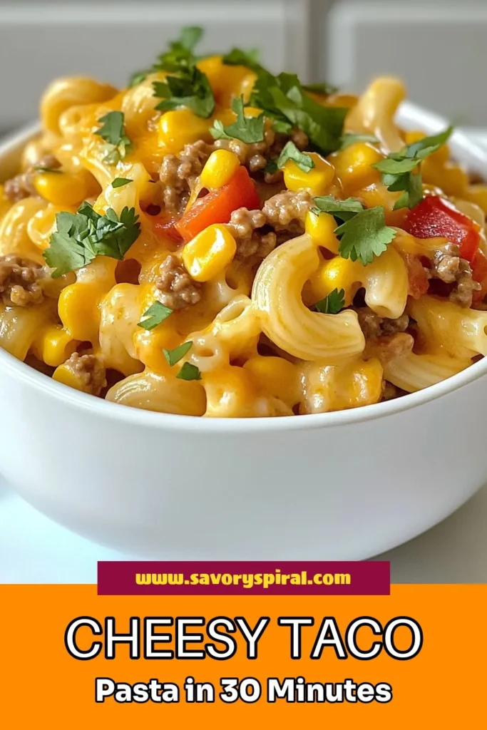 Craving a quick and delicious meal? Try this cheesy taco pasta recipe! It's a creamy taco pasta delight made with ground turkey, bell peppers, and cheese, creating an easy taco pasta dish your family will love. In just 30 minutes, you can whip up this tasty, quick cheesy pasta meal that’s perfect for busy nights. Don’t miss out—save this recipe for your next dinner! #TacoPasta #EasyDinner #CheesyPasta #GroundTurkeyRecipes