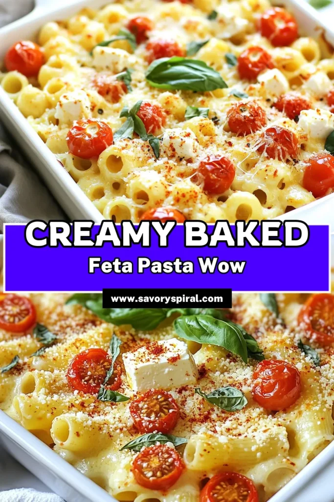 Discover the deliciousness of baked feta pasta with this easy recipe! Creamy feta sauce combines perfectly with roasted cherry tomatoes, making it a delightful one dish pasta meal. In just 40 minutes, you can whip up this flavorful dish that’s sure to impress. Perfect for any weeknight dinner or meal prep. Save and try this easy pasta recipe for a warm, comforting meal today! #BakedFetaPasta #EasyPastaRecipes #OneDishMeal #RoastedCherryTomatoPasta