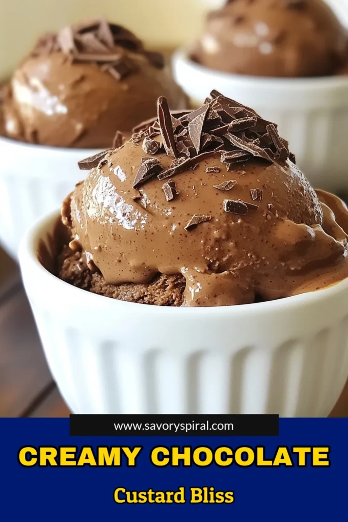Indulge in the rich flavors of homemade chocolate custard ice cream! This creamy chocolate ice cream recipe combines heavy cream, whole milk, and semi-sweet chocolate chips for a luxurious treat. Perfect for summer, this custard-based ice cream is easy to make and sure to impress your friends and family. Try this rich chocolate ice cream recipe today and savor every bite! Don't forget to save for later! #ChocolateIceCream #IceCreamRecipe #HomemadeDesserts #SummerTreats