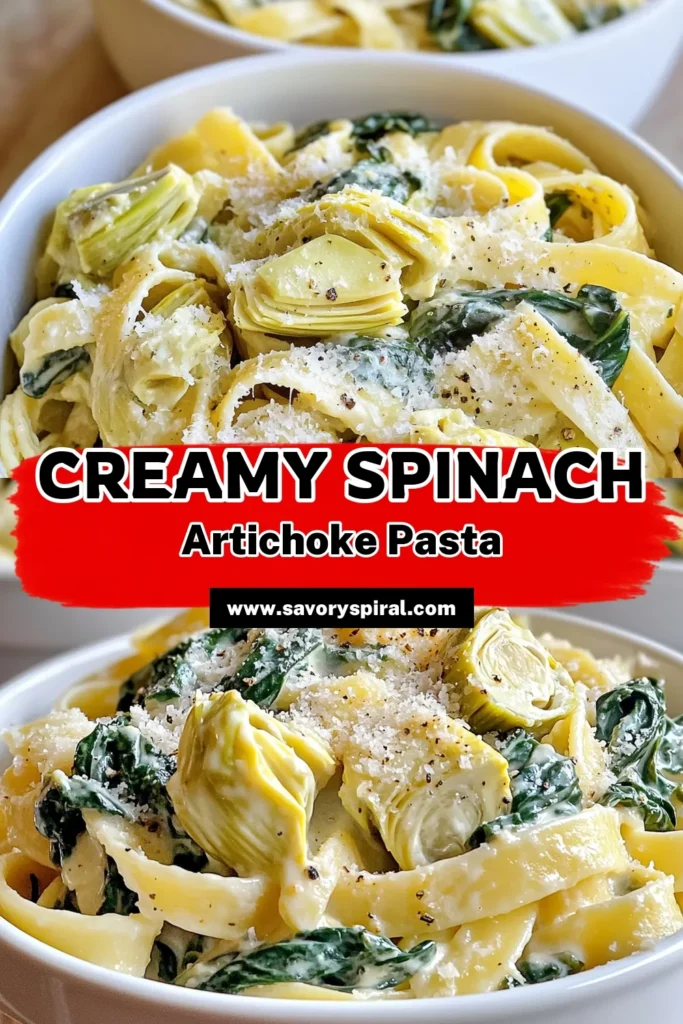 Savor the flavor of our Spinach Artichoke Delight! This creamy pasta dish combines artichoke hearts and fresh spinach for a delicious meal that's ready in just 25 minutes. Perfect for busy weeknights or a cozy dinner. Dive into the full recipe and make this vibrant dish a staple in your kitchen. Click to explore step-by-step instructions and tips for the ultimate presentation! #SpinachArtichoke #PastaRecipe #EasyDinner #ComfortFood