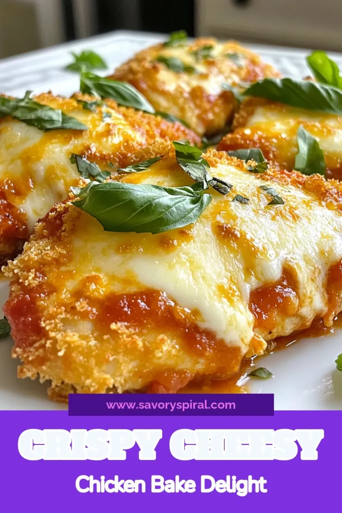 Indulge in this cheesy Parmesan chicken delight that's perfect for dinner! Our Cheesy Parmesan Chicken combines crispy baked chicken with marinara sauce and melty mozzarella for an irresistible Italian chicken bake. This easy chicken dinner recipe is ready in just 45 minutes. Discover how to make this delightful Chicken with Marinara Sauce and impress your family tonight. Save this recipe for a delicious weeknight meal! #CheesyParmesanChicken #EasyChickenDinner #BakedChickenParmesan #ItalianChickenBake