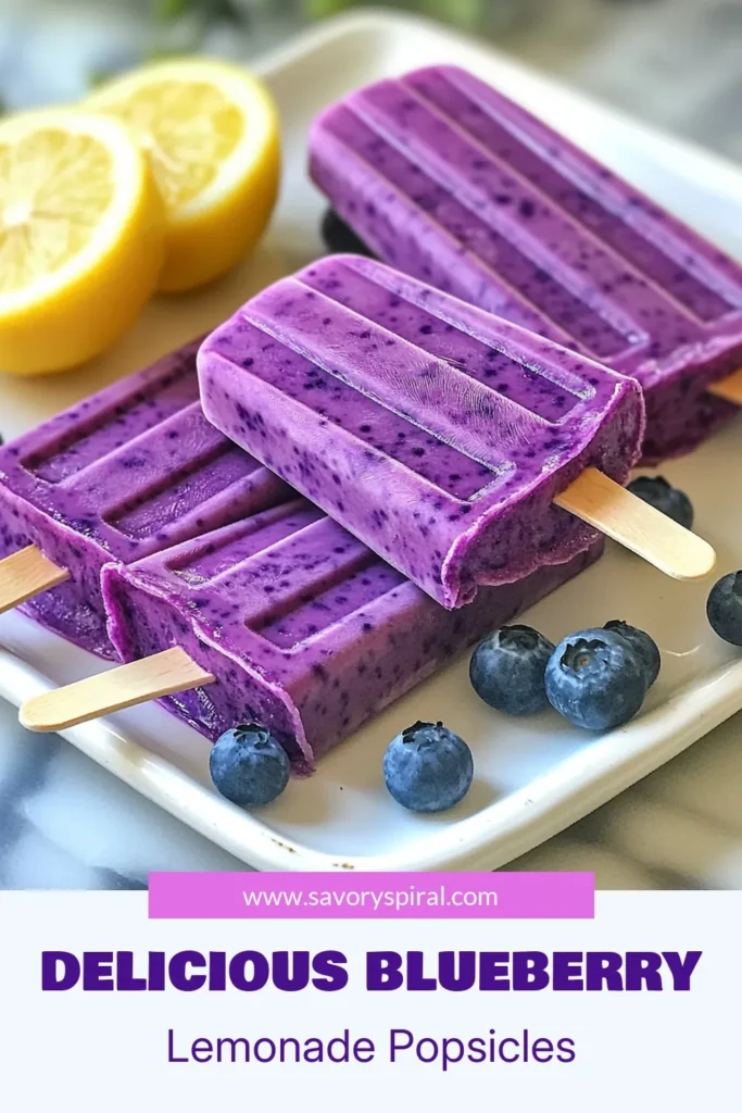 Beat the heat with these delicious blueberry lemonade popsicles! This homemade popsicle recipe is the perfect summer dessert idea, featuring healthy frozen treats made with fresh blueberries and zesty lemon. Refreshing fruit popsicles are just a blend away! Easy to make and so satisfying, these popsicles are a hit for all ages. Try making them today and bring joy to your summer! #BlueberryLemonadePopsicles #SummerDesserts #HealthyTreats #FrozenDelights