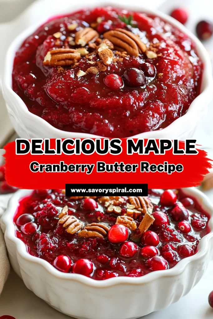 Discover the delightful Maple Cranberry Butter recipe that adds a burst of flavor to your holiday meals. This homemade cranberry butter is an easy cranberry butter spread perfect for toast, pancakes, and oatmeal. Enhance your table with this delicious flavored butter recipe that your family will love. Get ready to impress your guests this season! Try it today and save this recipe for future gatherings! #CranberryButter #HolidayRecipes #FlavoredButter #HomemadeSpread