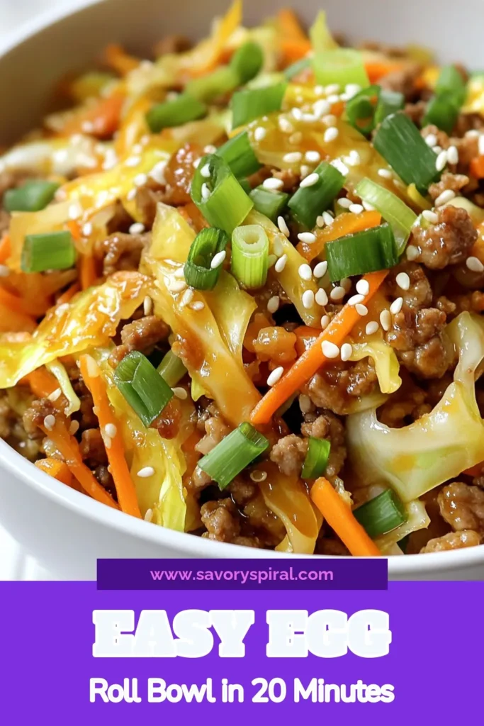 Looking for a quick and healthy dinner idea? Try this egg roll in a bowl recipe featuring ground turkey! It's an easy low carb Asian recipe that's packed with flavor and ready in just 20 minutes. Perfect for busy weeknights, this meal is not only delicious but also nutritious. Cook up some fresh veggies and seasonings, and enjoy a tasty dish the whole family will love. Save this easy ground turkey recipe for your next meal! #HealthyDinner #LowCarbRecipes #QuickMeals #WeeknightDinners