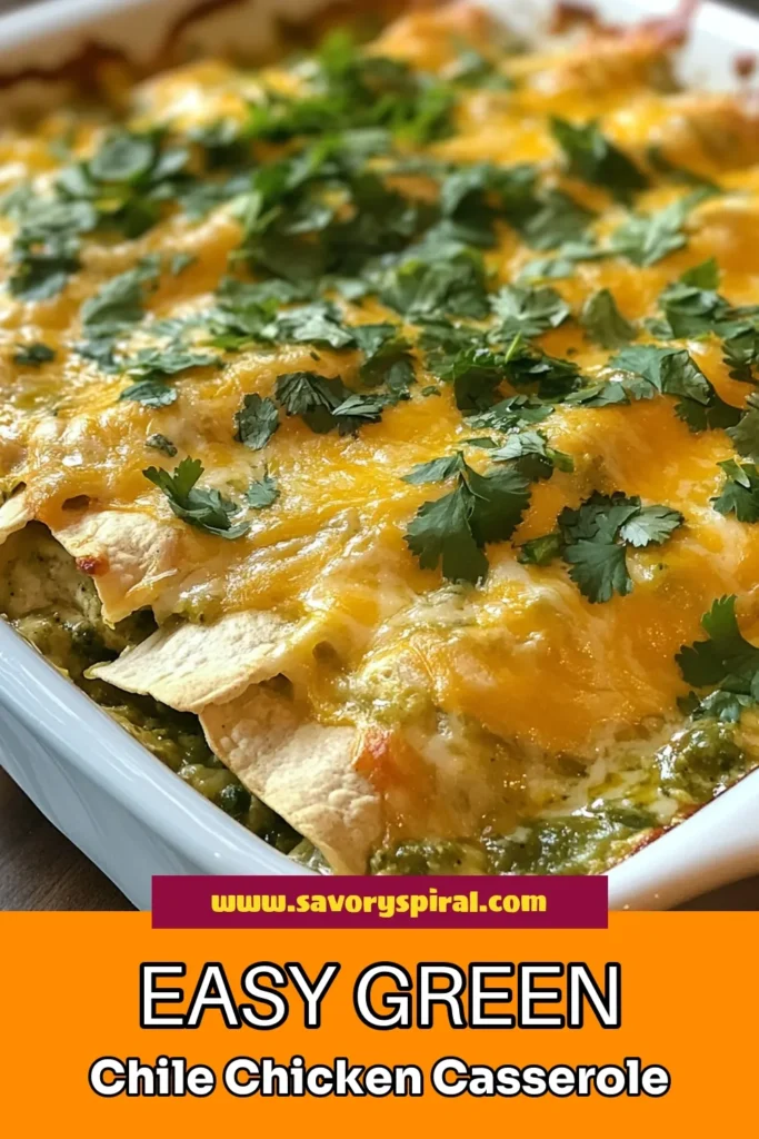 Savor the delight of this Green Chile Chicken Enchilada Casserole – an easy enchilada casserole recipe perfect for any night! Packed with shredded chicken enchiladas, layers of corn tortillas, and a creamy green chile sauce, this baked enchilada casserole is sure to please the whole family. Enjoy the bold flavors with minimal effort. Try it today! Save this recipe for quick dinner inspiration! #GreenChileChickenEnchiladaCasserole #EasyEnchiladaCasserole #ShreddedChickenEnchiladas #GreenChileRecipes