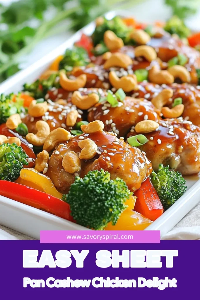 Transform your weeknight dinners with this easy and delicious sheet pan cashew chicken recipe! Perfect for busy evenings, this healthy one-pan chicken meal features juicy roasted cashew chicken paired with vibrant veggies for a satisfying dish. In just 45 minutes, you’ll have a flavorful meal that the whole family will love. Save this recipe for quick reference! #SheetPanCashewChicken #HealthyWeeknightDinners #EasyChickenRecipes #OnePanMeals