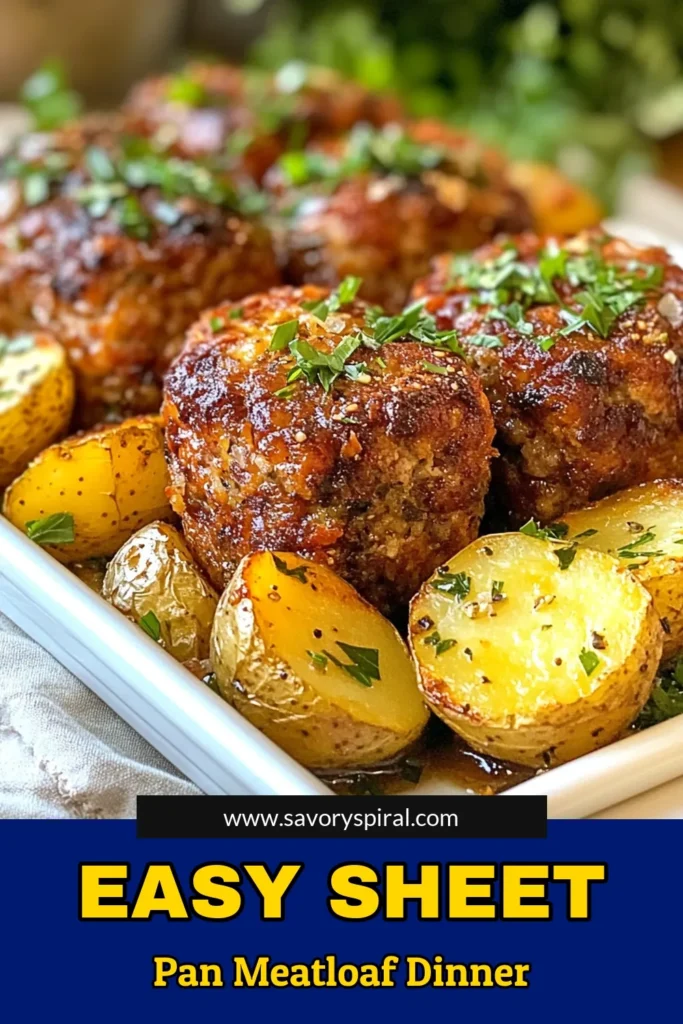 Looking for an easy meatloaf dinner that your whole family will love? Try this savory sheet pan meatloaf paired with herb-roasted potatoes! This ground beef sheet pan meal is not only delicious but also a quick family-friendly recipe that comes together in just 30 minutes. Perfect for busy weeknights! Don’t forget to save and share for your next meal plan! #SheetPanCooking #MeatloafDinner #EasyRecipes #FamilyFoodIdeas
