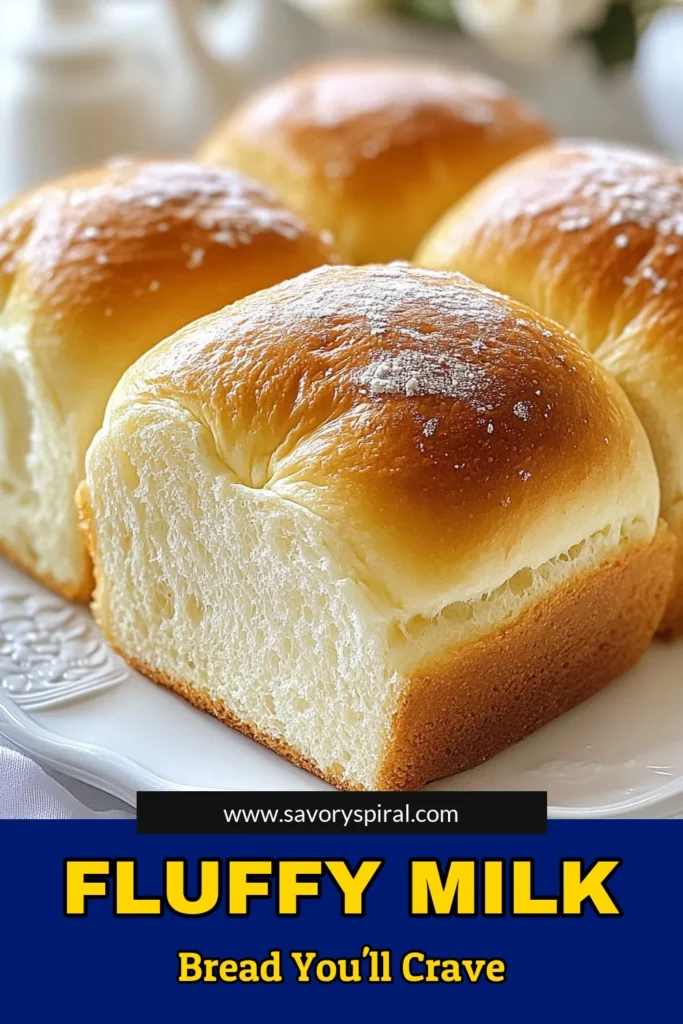 Bake the ultimate fluffy milk bread with this homemade milk bread recipe! This soft bread recipe yields an incredibly light and tender loaf through simple yeast bread baking techniques. Discover how to make milk bread at home, perfect for breakfast or as a side. Follow our detailed steps to achieve bakery-quality results. Save this recipe to impress your family and friends! #FluffyMilkBread #HomemadeBread #YeastBaking #SoftBreadRecipe
