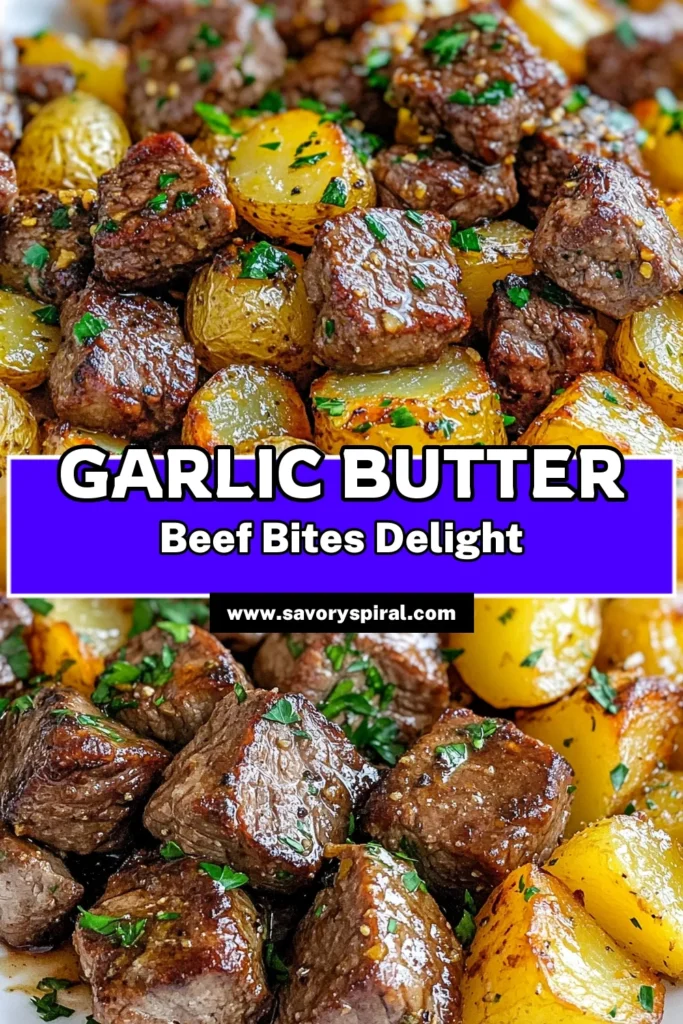 Indulge in this mouthwatering recipe for garlic butter beef bites paired with crispy roasted potatoes. Perfectly tender beef sirloin bites are sautéed in rich garlic butter, creating a delightful fusion of flavors. This easy beef recipe is a family favorite and a must-try garlic butter recipe for any weeknight dinner. Don’t miss out—save and make this crispy roasted potatoes recipe tonight! #GarlicButterBeefBites #EasyBeefRecipes #GarlicButterRecipes #CrispyRoastedPotatoes