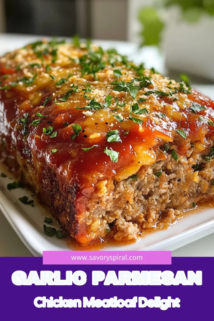 Looking for a delicious and healthy dinner option? Try this Garlic Parmesan Chicken Meatloaf! This easy Ground Chicken Meatloaf Recipe combines tender ground chicken with savory Parmesan cheese, garlic, and herbs for a flavorful twist on a classic dish. Topped with marinara sauce, it's sure to please the whole family. Perfect for a nutritious meal! Save this recipe for your next dinner! #HealthyChickenMeatloaf #EasyMeatloaf #ParmesanCheeseMeatloaf #ChickenRecipe