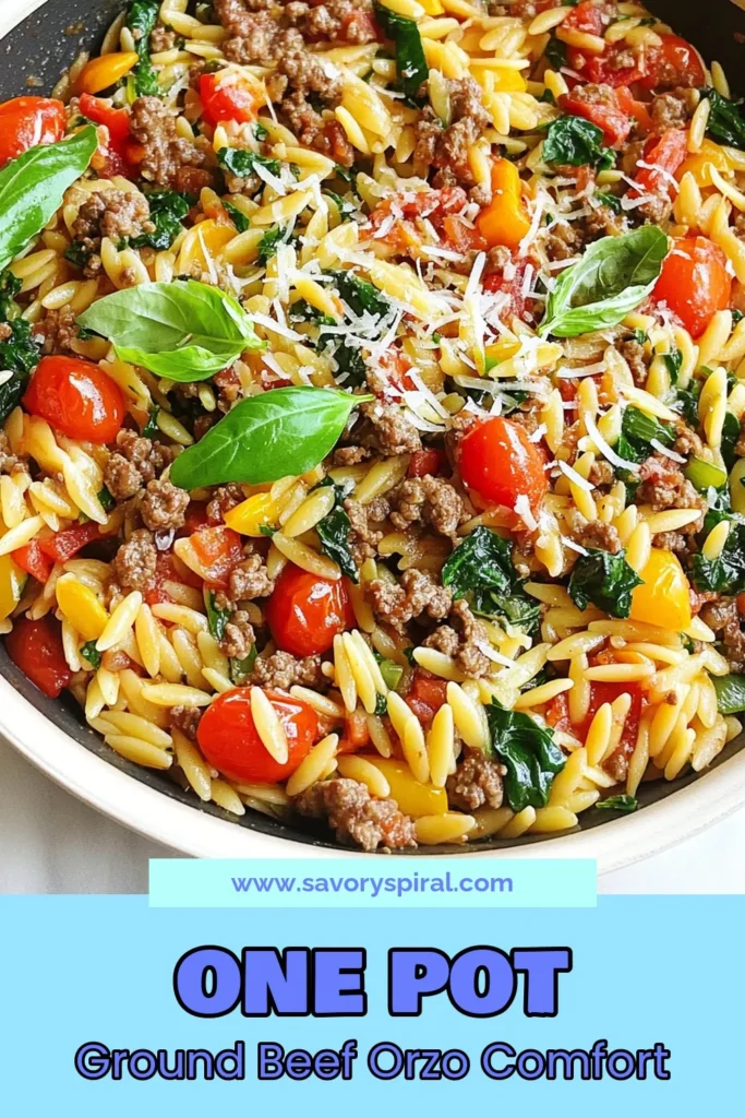 Warm up your dinner routine with this cozy ground beef orzo! This easy orzo recipe combines tender ground beef and hearty orzo pasta in one pot for a delicious meal that's ready in just 30 minutes. Perfect for busy nights, this one pot ground beef meal will satisfy your cravings and keep you full. Discover a new favorite among ground beef pasta dishes with this hearty orzo dinner recipe! Save this recipe now for your next meal! #GroundBeefOrzo #OnePotMeals #EasyOrzoRecipes #HeartyDinners