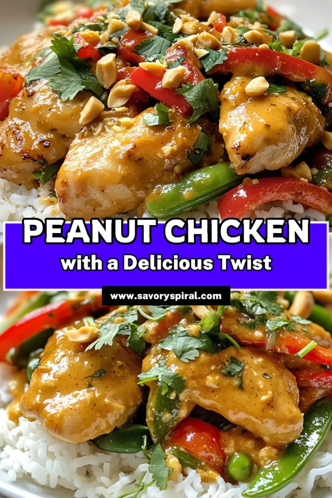 Discover the deliciousness of Thai peanut chicken, a quick chicken stir-fry that's perfect for busy weeknights! This creamy peanut butter recipe combines tender chicken, fresh veggies, and a mouthwatering peanut sauce for a healthy Asian chicken recipe that's also gluten-free. Elevate your dinner game with this easy dish that your family will love. Save this recipe for your next meal! #ThaiPeanutChicken #HealthyAsianRecipes #CreamyPeanutButter #GlutenFreeRecipes