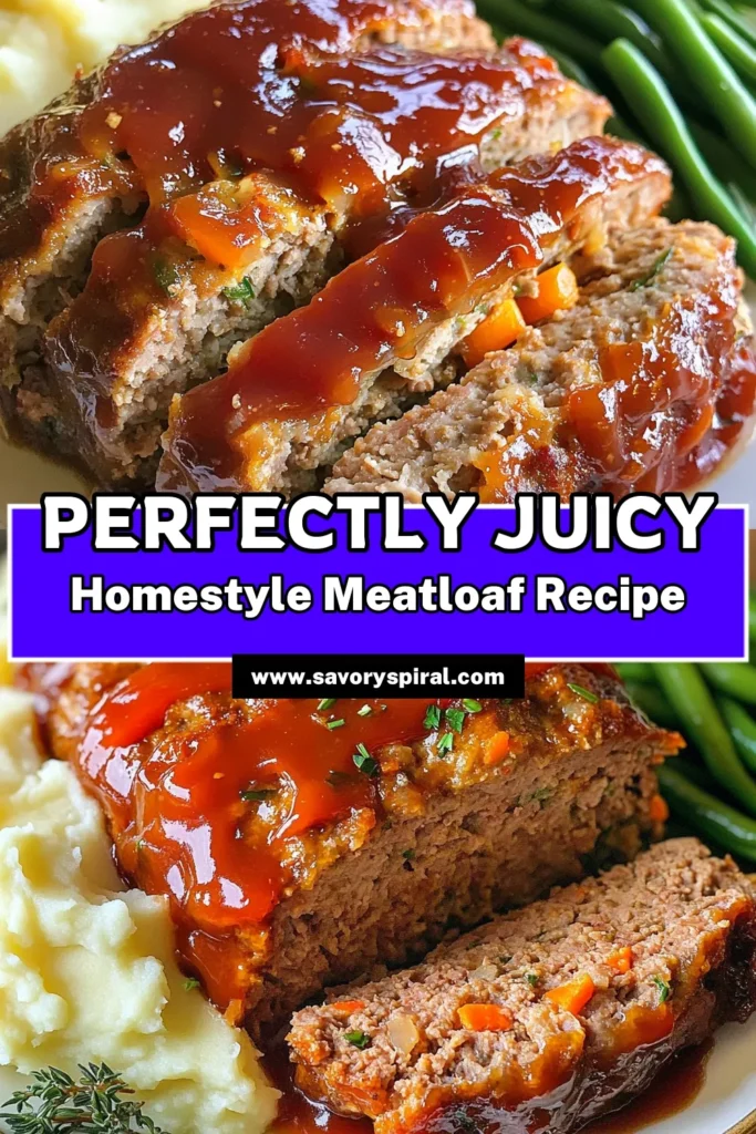 Discover this savory meatloaf recipe that promises to become a family favorite! Our homestyle meatloaf is made with ground beef, breadcrumbs, and a delicious ketchup glaze that adds the perfect touch. It's an easy meatloaf recipe you'll want to make time and time again. Whip up this juicy meatloaf with simple ingredients for a comforting meal. Save this recipe for later! #Meatloaf #HomestyleCooking #GroundBeefRecipes #EasyDinnerIdeas