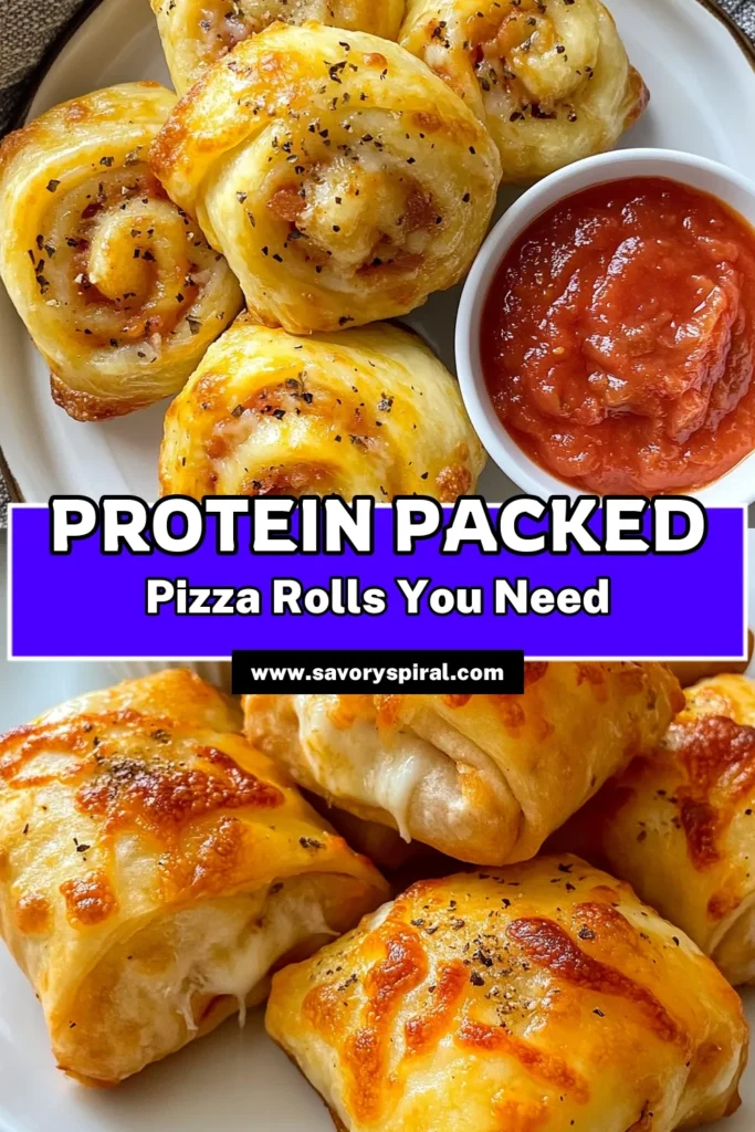 Looking for a delicious yet healthy snack? Try these high protein pizza rolls made with whole wheat pizza dough and turkey pepperoni. This turkey pepperoni recipe combines Greek yogurt pizza for extra protein, making it a perfect healthy pizza snack. Bake them until golden and serve with tomato sauce for a tasty treat. Click to get the recipe and elevate your snack game today! #HealthySnacks #PizzaLovers #ProteinPacked #TurkeyPepperoni