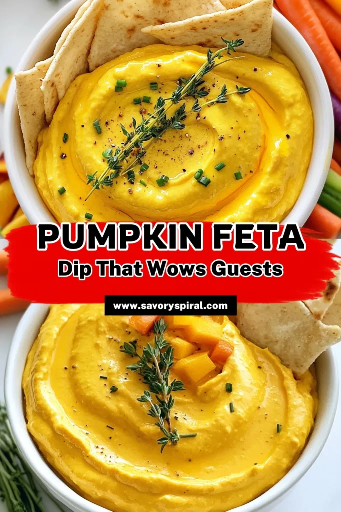 Indulge in the flavors of fall with this Pumpkin Feta Dip! This creamy pumpkin dip combines healthy ingredients for a perfect appetizer at any gathering. Our whipped feta dip recipe is quick to make, ensuring you have a delicious fall party dip in just 10 minutes. Serve with pita chips or veggies for a festive treat. Save this recipe for your next event and enjoy healthy pumpkin appetizers that everyone will love! #pumpkinfetadip #whippedfetadip #healthypumpkinappetizers #fallpartydip