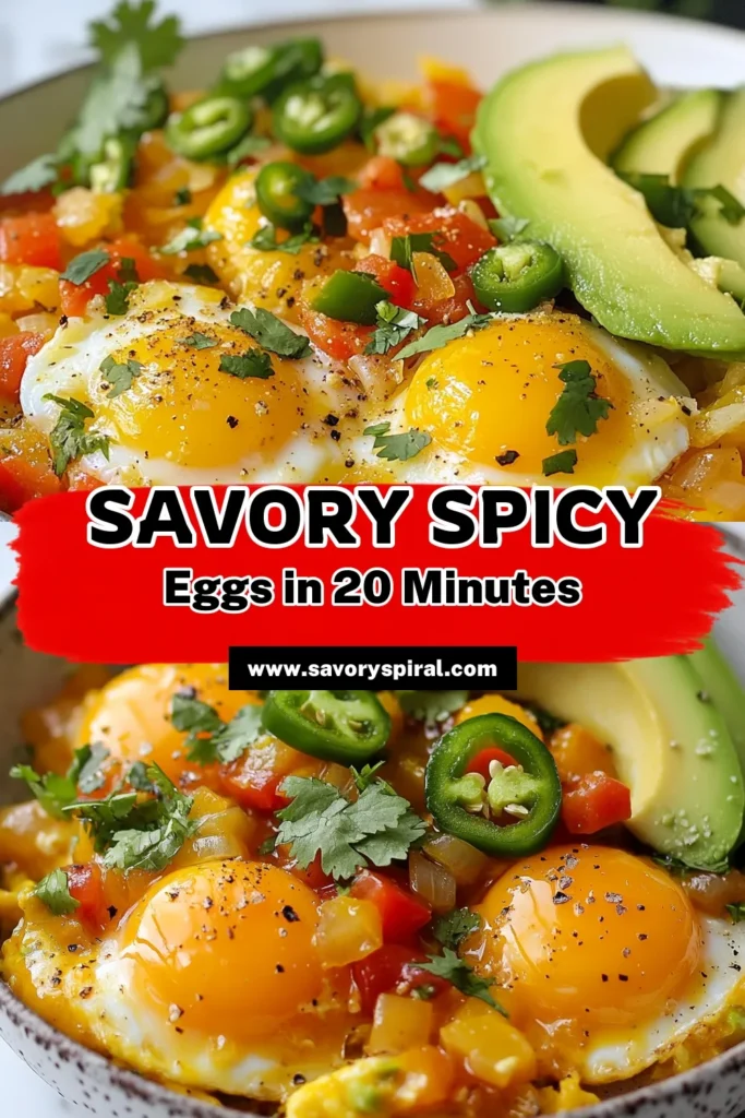 Elevate your breakfast with this easy spicy eggs recipe! Packed with flavor, these savory egg dishes feature jalapeño eggs and a hint of smoked paprika for a delightful kick. In just 20 minutes, you'll create a delicious meal perfect for any morning. Serve with fresh avocado for a satisfying start to your day. Save this spicy egg breakfast idea to impress your family! #SpicyEggs #SavoryEggDishes #JalapeñoEggs #EasyBreakfast