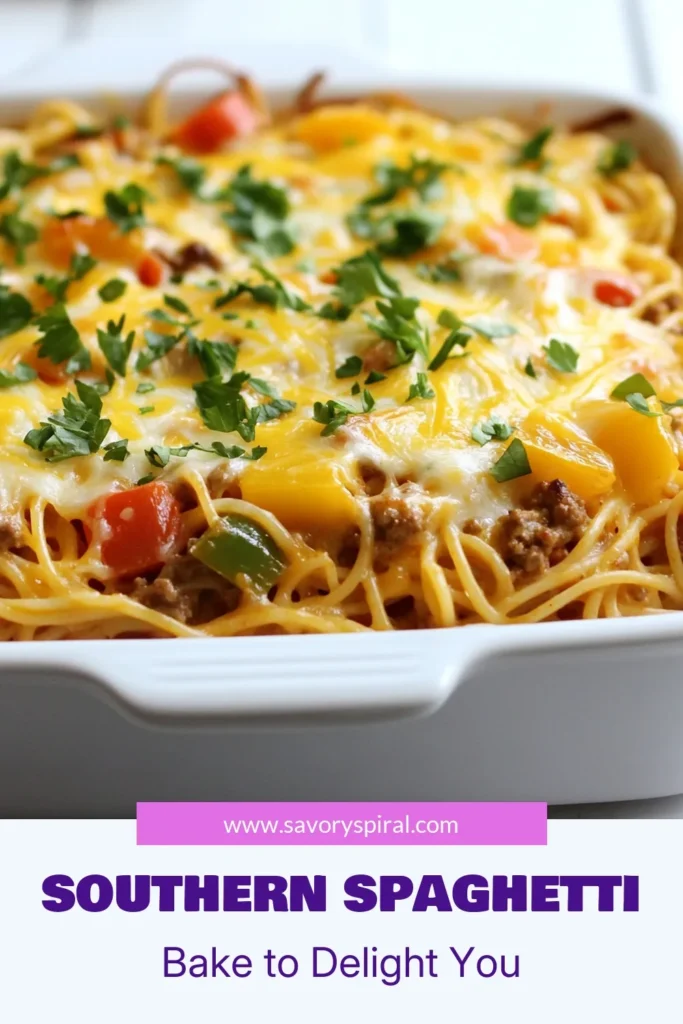 Discover the ultimate comfort food with this Southern spaghetti bake recipe! This easy spaghetti bake features a cheesy beef filling and a delectable baked spaghetti casserole that is sure to please your family and friends. Perfect for busy weeknights, it combines flavors and textures that define cozy cooking. Don’t miss out on this cheesy beef spaghetti delight—save this recipe for a delicious meal today! #ComfortFood #BakedSpaghetti #EasyDinner #FamilyRecipes