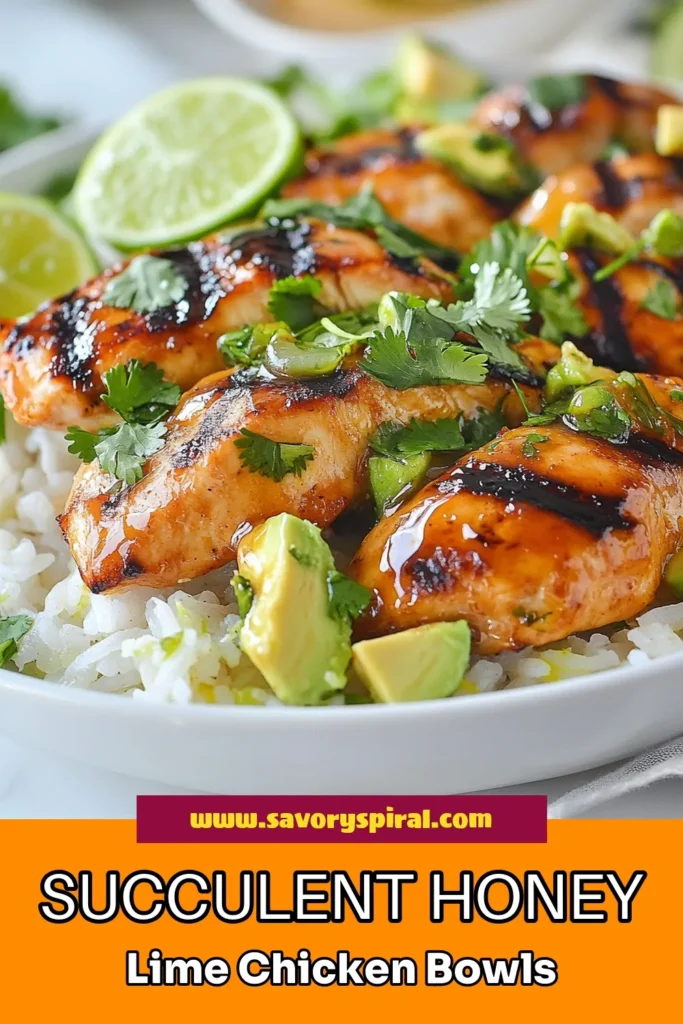 Discover a delicious and healthy meal with this Honey Lime Chicken Avocado Rice recipe! Perfect for a quick weeknight dinner, this easy dinner recipe features tender honey lime chicken marinated in a flavorful healthy chicken marinade. Serve it over creamy avocado rice for a refreshing lime chicken bowl that your family will love. Try it tonight and elevate your meal prep! Save this recipe for later! #HoneyLimeChicken #AvocadoRiceRecipe #HealthyRecipes #EasyDinnerRecipes