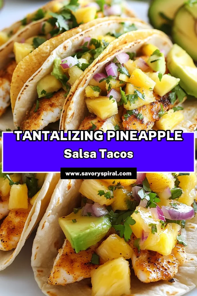 Discover the perfect blend of flavors with these delicious pineapple salsa fish tacos! This white fish taco recipe features tender fish paired with a refreshing pineapple salsa, making them a healthy fish taco option everyone will love. Enjoy these easy fish tacos any day of the week for a taste of the tropics. Don’t miss out on this tropical fish taco sensation—save this recipe now! #FishTacos #HealthyRecipes #TropicalFlavors #EasyMeals