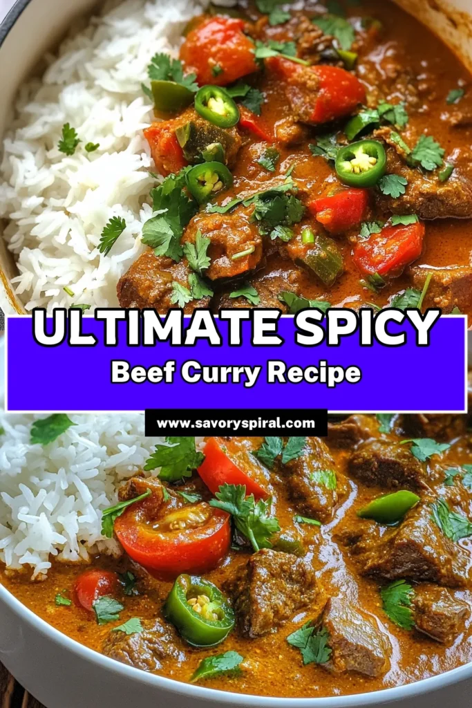Discover the flavors of this spicy Indian beef curry recipe, featuring tender beef simmered in rich coconut milk. This authentic Indian beef curry pairs perfectly with basmati rice, making it an easy curry recipe for any occasion. Enjoy a comforting meal that's both delicious and satisfying. Try this recipe tonight and experience the warmth of Indian cuisine! Save it for later! #SpicyIndianBeefCurry #EasyCurryRecipes #IndianCurry #CoconutMilkCurry