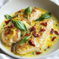- 4 boneless, skinless chicken breasts - 2 tablespoons olive oil - 3 cloves garlic, minced - 1 cup coconut cream - 1 cup sun-dried tomatoes, chopped - 1 teaspoon dried Italian herbs (oregano, basil, thyme) - Salt and pepper to taste - Fresh basil leaves for garnish - Zest of 1 lemon For this Dairy-Free Marry Me Chicken, we need simple, fresh ingredients. I love using chicken breasts because they cook fast and stay juicy. Olive oil helps sear the chicken, giving it a nice crust. Garlic adds a warm, rich flavor that fills the kitchen with a great aroma. Coconut cream is the star of this dish. It gives a creamy texture without dairy. Sun-dried tomatoes provide a burst of flavor that pairs well with the coconut. The dried Italian herbs bring warmth and depth to the sauce. You’ll want to season with salt and pepper to taste. Fresh basil leaves add a lovely touch and brighten the dish. A hint of lemon zest gives a fresh kick. It balances the creaminess and enhances the flavors. Gather these ingredients and get ready for a delightful dinner that’s sure to impress! {{ingredient_image_1}} To start, heat 2 tablespoons of olive oil in a large skillet over medium-high heat. This step is key. While the oil heats, season 4 boneless, skinless chicken breasts with salt and pepper. Once the oil is hot, add the chicken to the skillet. Sear each side for 5-7 minutes until golden brown and fully cooked. After that, remove the chicken and set it aside on a plate. Next, in the same skillet, add 3 cloves of minced garlic. Sauté it for about 1 minute. You want to stir it well to avoid burning. The smell will be amazing! Now, pour in 1 cup of coconut cream. Stir this until it mixes well with the garlic. This creamy base adds a rich flavor. Then, chop 1 cup of sun-dried tomatoes and add them to the skillet. Sprinkle in 1 teaspoon of dried Italian herbs such as oregano, basil, and thyme. Don’t forget to add the zest of 1 lemon for a fresh kick. Let this mixture simmer for 3-4 minutes. It will thicken slightly and become fragrant. Return the seared chicken to the skillet. Spoon the sauce generously over each piece. Let everything simmer together for another 5 minutes. This helps the chicken soak up the sauce's flavors. Taste the sauce and adjust the seasoning with salt and pepper if needed. Once done, remove the skillet from the heat. Let it rest for a minute. Then, plate the chicken, covering it with the creamy sauce. Finish by garnishing with fresh basil leaves. This dish not only tastes great but looks beautiful too! To boost flavor, marinate the chicken. Use a mix of olive oil, garlic, and herbs. Let it sit for at least 30 minutes. This adds depth and taste. Balancing sweetness is key. The coconut cream can be sweet. Add a pinch of salt and lemon zest to cut this sweetness. This makes a richer sauce. For perfect searing, heat the skillet well before adding chicken. A hot pan gives a nice golden crust. Cook the chicken for 5-7 minutes on each side. Don’t rush this step; it builds great flavor. To thicken the sauce, let it simmer longer. The coconut cream thickens as it cooks. Stir in sun-dried tomatoes for extra texture. Garnish your dish with fresh basil leaves. This adds color and a fresh taste. You can also sprinkle lemon zest on top. It brightens the overall look. Serve the chicken over rice or pasta. This helps soak up the creamy sauce. Enjoy your flavorful dinner delight! Pro Tips Use Fresh Herbs: Fresh basil will enhance the flavor of your dish significantly. Add it just before serving for a burst of freshness. Customize the Sauce: Feel free to add vegetables like spinach or mushrooms to the sauce for extra nutrition and flavor. Check Chicken Temperature: Ensure the chicken is cooked through by checking that it reaches an internal temperature of 165°F (75°C). Pairing Suggestions: Serve this dish over rice, quinoa, or pasta to soak up the delicious coconut cream sauce. {{image_2}} You can switch the chicken for turkey if you like. Turkey gives a nice flavor and cooks well. If you prefer plant-based options, try using tofu or tempeh. These options can work great in this dish. Remember to adjust the cooking time. Turkey may need a few extra minutes. Tofu cooks quickly, so be careful not to overdo it. Adding some veggies can make your dish heartier. Try spinach, bell peppers, or mushrooms. Just sauté them with the garlic before adding the coconut cream. For some heat, sprinkle in red pepper flakes. Start with a small amount and taste as you go. This adds a nice kick without overpowering the dish. If you need gluten-free options, check your sun-dried tomatoes. Some brands add gluten. You can also use gluten-free pasta or rice as a side. For those on a low-carb diet, skip the pasta. Serve with a side of sautéed greens or cauliflower rice instead. This keeps it light and tasty. To refrigerate leftovers, let the chicken cool down first. Place it in an airtight container. This keeps the flavors fresh for about three to four days. When ready to eat, check for any change in smell or color before warming it up. For long-term freezing, you can store the chicken in a freezer-safe bag. Make sure to remove as much air as possible to prevent freezer burn. It can last up to three months in the freezer. Label the bag with the date so you know when to use it. To reheat without drying out, use a skillet over low heat. Add a splash of water or broth for moisture. Cover the skillet to keep the steam in. You can also use a microwave, but cover your dish with a damp paper towel. This will help keep the chicken juicy and tasty. Marry Me Chicken is a creamy chicken dish that many love. It features juicy chicken breasts cooked in a rich sauce. The sauce is made with garlic, sun-dried tomatoes, and coconut cream. This dish is said to be so good that it might make someone propose! Traditionally, it uses dairy, but this version is dairy-free. Yes, you can! If you don’t have coconut cream, try these options: - Almond cream - Cashew cream - Soy cream These substitutes will still give you a creamy texture. Each option adds a unique flavor. Feel free to mix and match based on your taste. Absolutely! This dish is great for kids. The flavors are mild and not too spicy. Here are some tips to make it even better for children: - Cut the chicken into smaller pieces for easy eating. - Serve it with pasta or rice to make it filling. - Pair with veggies or a salad for a balanced meal. Kids will love the creamy sauce and the fun name! This recipe for Marry Me Chicken is a tasty delight. We explored key ingredients, step-by-step cooking, and helpful tips. I shared ways to mix up the dish using different proteins and sauces. We also covered smart storage methods to keep your leftovers fresh. Remember, you can make this meal your own with flavorful twists. Enjoy your cooking adventure and impress everyone at the table. A great dish like this deserves to be shared!