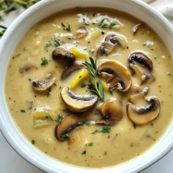 To make the ultimate mushroom soup, you need these key ingredients: - 500g assorted mushrooms (cremini, shiitake, and button mushrooms), sliced - 1 large onion, finely chopped - 2 cloves garlic, minced - 4 cups vegetable stock - 2 tablespoons olive oil - 1 tablespoon butter - 1 teaspoon fresh thyme leaves - 1 teaspoon dried rosemary - 1 cup heavy cream (or coconut cream for a vegan version) - Salt and pepper to taste - Fresh parsley, chopped (for garnish) These ingredients work together to create a rich and tasty soup. You can customize your mushroom soup with some optional add-ins. Try adding: - A splash of white wine for depth - A handful of spinach for color and nutrition - A pinch of nutmeg for warmth - Different herbs like basil or dill for unique flavors For substitutions, use coconut cream for a vegan option. You can swap the butter for olive oil if you prefer. Choosing the right mushrooms is key. Fresh mushrooms give the best flavor and texture. Look for mushrooms that are firm and dry. Avoid any that are slimy or have dark spots. Cremini mushrooms add earthiness, shiitake mushrooms provide a rich taste, and button mushrooms keep it classic. Mixing these types brings out the best in your soup. {{ingredient_image_1}} First, gather all your ingredients. You need assorted mushrooms, onion, garlic, vegetable stock, olive oil, and butter. Start by heating the olive oil and butter in a large pot over medium heat. This mix gives the soup a rich taste. Once hot, add the finely chopped onion. Cook it for about five minutes until it turns soft and translucent. Next, stir in the minced garlic. Cook for one more minute. The garlic will fill your kitchen with a nice aroma. Now it’s time for the mushrooms. Add the sliced mushrooms to the pot. You can use cremini, shiitake, and button mushrooms for a mix of flavors. Cook these for about eight to ten minutes. Stir them occasionally. They will release moisture and start to soften. After that, sprinkle in the fresh thyme and dried rosemary. These herbs add depth to the soup. Mix everything well. Next, pour in the vegetable stock. Bring the soup to a boil. Once it's bubbling, reduce the heat and let it simmer for fifteen minutes. This simmering time helps all the flavors come together. After that, use an immersion blender to blend the soup until it’s smooth. If you don’t have one, carefully transfer the soup to a blender. Once blended, stir in the heavy cream. Season with salt and pepper to taste. Heat the soup on low for a few minutes. Finally, serve it hot, garnished with chopped fresh parsley. To make your mushroom soup burst with taste, use fresh herbs. Fresh thyme and rosemary add a great touch. You can also try adding a splash of white wine. It gives depth to the flavor. If you want a little heat, add a pinch of red pepper flakes. This will wake up your soup without overpowering it. For a rich and creamy soup, use heavy cream. You can also use coconut cream for a vegan option. Blend the soup until smooth. This helps mix the flavors well. If you like a thicker soup, add a bit of cornstarch. Mix it with cold water before adding it to the pot. This will help thicken the soup without lumps. An immersion blender is handy for this recipe. It lets you blend the soup right in the pot. If you don’t have one, a regular blender works too. Just be careful when transferring hot soup. A large pot is best for cooking. Make sure it has a thick bottom to avoid burning. Lastly, use a good knife for chopping the onions and mushrooms. A sharp knife makes prep easy and quick. Pro Tips Use a Variety of Mushrooms: Mixing different types of mushrooms enhances the flavor and texture of the soup, giving it a more complex and rich taste. Don't Skip the Fresh Herbs: Fresh thyme and rosemary elevate the soup's aroma and flavor profile. If possible, always opt for fresh over dried. Blend for Texture: For a creamier soup, blend it well! Using an immersion blender allows for control over the texture, so blend to your desired smoothness. Adjust Creaminess to Taste: If you prefer a lighter soup, use less cream or substitute with coconut cream for a vegan alternative that still provides richness. {{image_2}} You can make the creamy version of this soup with ease. Start with the base recipe that I shared earlier. Once the soup simmers, add one cup of heavy cream. This will make your soup rich and velvety. If you want a lighter option, use coconut cream instead of heavy cream. The taste remains wonderful, and it’s perfect for vegan eaters. For a vegan version, skip the butter and heavy cream. Use olive oil to sauté the onions and garlic. Then, add coconut cream at the end for a creamy finish. You can also add more vegetables, like carrots or spinach, for added nutrition. These changes keep the soup tasty and plant-based. Switching herbs and spices can change the soup's flavor. You can try adding fresh basil or dill for a fresh taste. A pinch of nutmeg can add warmth. If you like it spicy, a dash of red pepper flakes works well. Experimenting with these options lets you create a unique dish every time you cook. To keep your mushroom soup fresh, let it cool first. Pour it into a clean, airtight container. Seal the container tightly. Store it in the fridge. It will last for about three to four days. If you want to freeze your soup, make sure it is completely cool. Use freezer-safe containers or bags. Leave some space at the top, as the soup will expand when frozen. It can stay good for up to three months in the freezer. Label the containers with the date. To reheat the soup, take it out of the fridge or freezer. If frozen, thaw it overnight in the fridge. Heat the soup in a pot over low heat. Stir it often to warm it evenly. You can also use a microwave. Heat in short bursts, stirring in between. Make sure it is hot all the way through before serving. Enjoy your delicious soup! Yes, you can use dried mushrooms. They add deep flavor. First, rehydrate them in hot water. Let them soak for 20 to 30 minutes. After soaking, chop them and add them to the pot. You may need less stock since dried mushrooms absorb water. This change will boost the soup’s taste. Mushroom soup will last about 3 to 4 days in the fridge. Store it in an airtight container. Make sure it cools down before sealing. If you want to keep it longer, freeze it. Frozen soup can last for about 2 to 3 months. Just reheat it well before serving. You can serve many things with mushroom soup. Here are some ideas: - Fresh bread or rolls for dipping - A simple green salad for balance - Grilled cheese sandwiches for a classic combo - Roasted vegetables for extra flavor These pairings will enhance your meal and make it even more satisfying. Enjoy! In this post, we explored making the best mushroom soup. We looked at key ingredients, optional add-ins, and how to choose the right mushrooms. I gave you step-by-step instructions to prepare the base, cook mushrooms, and finish your soup. You learned tips to enhance flavors and techniques for creaminess. We also discussed variations, storage, and common questions. Now, you can make a delicious soup that fits your taste! Enjoy cooking!