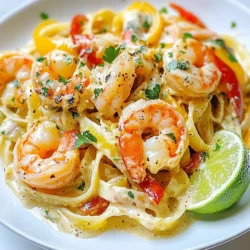 - 8 oz fettuccine pasta - 1 lb large shrimp, peeled and deveined - 1 medium onion, diced - 2 cloves garlic, minced - 1 small red bell pepper, diced - 1 small green bell pepper, diced - 1 cup coconut milk - 1 tablespoon Jamaican jerk seasoning - 1 teaspoon lime juice - Salt and pepper to taste - ¼ cup grated Parmesan cheese - Fresh cilantro for garnish Gathering fresh ingredients is key to this dish. The fettuccine pasta gives it a nice base. I love using large shrimp because they cook quickly and have great flavor. The fresh vegetables add color and crunch. Jamaican jerk seasoning brings a unique spice that makes this meal pop. Coconut milk adds creaminess and a hint of sweetness. The lime juice balances the flavors perfectly. You can sprinkle Parmesan cheese on top for extra creaminess. Fresh cilantro not only looks pretty but adds a burst of freshness. With these ingredients, you create a delicious and easy meal that brings the taste of Jamaica to your table. {{ingredient_image_1}} First, fill a large pot with water. Add a good amount of salt. Bring the water to a rolling boil. Once boiling, add 8 oz of fettuccine pasta. Cook it until al dente, about 8-10 minutes. Stir occasionally to prevent it from sticking. After cooking, drain the pasta in a colander. Don’t forget to save ½ cup of the pasta water for later. Next, take a large skillet and place it on medium heat. Pour in 2 tablespoons of olive oil. Let it warm up for a minute. Add the diced onion to the skillet. Cook for about 3-4 minutes until it turns translucent. Then, add 2 cloves of minced garlic. Cook for another minute until it smells great. Now, it’s time for the shrimp. Add 1 lb of large, peeled, and deveined shrimp to the skillet. Sprinkle with salt, pepper, and 1 tablespoon of Jamaican jerk seasoning. Cook the shrimp for about 4-5 minutes. They should turn pink and opaque. Once done, remove the shrimp from the skillet and set them aside. In the same skillet, add 1 small diced red bell pepper and 1 small diced green bell pepper. Cook for 2-3 minutes until they soften. Then, pour in 1 cup of coconut milk. Stir well, making sure to scrape any bits stuck to the pan. This adds more flavor! Return the shrimp to the skillet with the coconut sauce. Now, add the drained fettuccine pasta. Toss everything gently until well mixed. If the sauce feels too thick, add a bit of the reserved pasta water. Drizzle in 1 teaspoon of lime juice and mix well to combine. To finish, if you like, sprinkle in ¼ cup of grated Parmesan cheese. Stir until it melts and blends in. Taste and adjust the seasoning with more salt or pepper if needed. Now, your dish is ready to serve! Enjoy your colorful and creamy pasta! - Choosing the right shrimp: Use large shrimp for this dish. They add a nice bite and cook quickly. Look for shrimp that are firm and smell fresh. Frozen shrimp work too; just thaw them fully before cooking. - Ensuring the pasta is perfectly al dente: Cook the fettuccine according to package directions. Al dente means the pasta is firm yet tender. It should have a slight bite. Remember to taste it a minute or two before the time is up. - Tips for adjusting jerk seasoning: Jerk seasoning packs a punch. Start with a small amount and taste as you go. You can always add more, but you can’t take it out. If you want it spicier, mix in some extra seasoning. - Infusing garlic and onion for depth of flavor: Sauté the onion until it’s soft and sweet. Then add garlic for a fragrant touch. This combo builds a strong base for your sauce. It makes the dish more savory and inviting. - Plating techniques for an inviting dish: When serving, twirl the pasta into a nest on the plate. Place the shrimp and sauce on top. This makes the meal look fancy and well-prepared. Arrange it carefully for a professional touch. - Garnishing with cilantro for visual appeal: Add a sprinkle of fresh cilantro on top before serving. It adds a pop of color and freshness. Plus, it enhances the dish’s Caribbean vibe with its bright flavor. Pro Tips Fresh Shrimp is Best: Always opt for fresh shrimp if available, as they provide a superior flavor and texture compared to frozen shrimp. Customize Heat Level: Adjust the amount of Jamaican jerk seasoning to your taste. For a milder dish, start with less and add more as needed. Add Veggies: Feel free to add other vegetables such as spinach or cherry tomatoes for extra color and nutrition. Use Pasta Water Wisely: The reserved pasta water is great for adjusting the sauce consistency. Add it gradually to avoid making the sauce too watery. {{image_2}} You can make Jamaican creamy shrimp pasta a bit healthier. One way is to use whole wheat pasta instead of regular pasta. Whole wheat pasta offers more fiber and nutrients. It will keep you full longer and add a nutty flavor. Another great swap is using low-fat coconut milk. This change reduces fat while still giving a creamy texture. You won’t lose the tropical taste that coconut milk brings to the dish. Add a twist to your dish by including more vegetables. Spinach or kale is a perfect choice. They add extra nutrition and give a pop of color. You can also try adding zucchini or cherry tomatoes. These veggies will add flavor and make your meal more vibrant. If you like heat, consider adding diced Scotch bonnet pepper. This pepper packs a punch and adds a true Jamaican flair. You can also increase the jerk seasoning to make it spicier. Just remember to adjust the spice level to your taste. This will make your creamy shrimp pasta exciting and full of flavor! To store leftovers in the refrigerator, place the pasta in an airtight container. Make sure it cools to room temperature first. This helps keep the shrimp tender and the sauce creamy. You can store it for up to three days. When you reheat, use a skillet over low heat. Add a splash of coconut milk or reserved pasta water. This keeps the texture smooth and creamy. Stir gently to warm it without drying it out. You can freeze this dish for longer storage. First, let it cool completely. Then, transfer it to a freezer-safe container. Remove as much air as possible to prevent freezer burn. It can last up to three months. To thaw, move the container to the fridge overnight. For best results, reheat in a skillet. Add a little coconut milk to help the sauce come back to life. Heat it gently and stir often. This way, you enjoy a tasty meal even after freezing! For pasta dishes, I recommend large shrimp. They provide a nice bite and cook quickly. You can use fresh or frozen shrimp. Fresh shrimp tastes better, but frozen is often more convenient. When choosing shrimp, look for ones that are firm and have a slight ocean smell. Avoid shrimp with a strong fishy odor. Size matters, too. Large shrimp, about 21 to 25 per pound, work best. They hold up well in the creamy sauce and complement the pasta nicely. Yes, you can make Jamaican creamy shrimp pasta ahead of time! To prep, cook everything except the pasta. Store the shrimp and sauce in an airtight container in the fridge for up to two days. When you are ready to serve, cook the fettuccine fresh. Heat the shrimp and sauce in a skillet while the pasta cooks. This keeps the pasta from getting soggy. If you want to save time, you can also cook the pasta ahead, but it may need a little extra water to loosen when reheating. This dish pairs well with several sides. A simple green salad with a light vinaigrette adds freshness. Garlic bread is another great choice, as it complements the creamy sauce. For drinks, try a chilled glass of white wine or a tropical fruit juice. Lemonade works well too! You can even serve it with a side of steamed vegetables for extra color and nutrition. These pairings enhance your meal and create a delightful dining experience. Jamaican creamy shrimp pasta combines rich flavors and vibrant ingredients. We explored key elements like fettuccine, large shrimp, and fresh veggies. The jerk seasoning and coconut milk add unique twists. Remember to cook your pasta perfectly and sauté the shrimp just right. Don't be afraid to get creative with optional ingredients and variations. Lastly, with the right storage methods, you can enjoy this dish later. Dive into this pasta and make it your own!