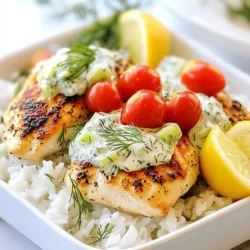 - 1 lb boneless, skinless chicken breasts - 1 cup long-grain white rice - 2 cups chicken broth - 1 cup Greek yogurt - 1 medium cucumber, diced - 2 tablespoons fresh dill, chopped - 2 tablespoons lemon juice - 1 clove garlic, minced - Salt and pepper to taste - 1 cup cherry tomatoes, halved - 1 tablespoon olive oil Gathering the right ingredients is key for this Dump-and-Bake Chicken Tzatziki Rice. You will need one pound of boneless, skinless chicken breasts. I love using long-grain white rice in this recipe. It cooks well and absorbs the flavors. You will also need two cups of chicken broth to make the rice nice and fluffy. For the tzatziki sauce, grab a cup of Greek yogurt. The yogurt gives a creamy texture. You will also need one medium cucumber, diced for crunch. The fresh dill adds a bright flavor, while lemon juice brings a zesty kick. Don't forget minced garlic, salt, and pepper to taste. If you want to make it extra special, you can add cherry tomatoes and a drizzle of olive oil for garnish. They make the dish look beautiful and add freshness. This simple list of ingredients helps create a delightful meal that is packed with flavor! {{ingredient_image_1}} - Preheat the oven to 400°F (200°C). - In a large casserole dish, combine 1 cup of long-grain white rice and 2 cups of chicken broth. Stir to mix them well. This will help the rice cook evenly and soak up all the flavors. - Place 1 pound of boneless, skinless chicken breasts on top of the rice mixture. - Season the chicken with salt and pepper to your taste. Cover the dish tightly with aluminum foil and bake for 25 minutes. This step steams the chicken and keeps it juicy. - While the chicken bakes, mix together 1 cup of Greek yogurt, 1 diced cucumber, 2 tablespoons of fresh dill, 2 tablespoons of lemon juice, and 1 minced garlic clove in a medium bowl. - Adjust the seasoning with salt and pepper. Set the tzatziki sauce aside. It will add a cool, tangy flavor to the dish. - After 25 minutes, carefully remove the dish from the oven and uncover it. - Add 1 cup of halved cherry tomatoes on top of the chicken. Return the dish to the oven, uncovered, for an additional 10-15 minutes. Check that the chicken reaches an internal temperature of 165°F (75°C). This ensures it is safe to eat. These steps make creating Dump-and-Bake Chicken Tzatziki Rice easy and fun. Enjoy the process! The best way to ensure your chicken is safe to eat is to check its internal temperature. Aim for 165°F (75°C) when it is done. This keeps it juicy and safe. To make your chicken tender, marinate it in lemon juice or yogurt before cooking. This helps break down the proteins and adds flavor. For fluffy rice, use the right water ratio. Combine one part rice with two parts liquid. If you want a different texture, try using jasmine or basmati rice instead of long-grain white rice. Each type brings its unique flavor and aroma. To make your tzatziki extra tasty, add a splash of vinegar or a pinch of cumin. This gives it a nice kick. You can also mix in some chopped mint for a fresh twist. Always taste and adjust your seasonings until it suits your palate. Pro Tips Chicken Tenderness: To ensure your chicken stays moist and tender, don’t overcook it. Use a meat thermometer to check for an internal temperature of 165°F (75°C). Flavor Boost: Marinate the chicken in lemon juice and garlic for at least 30 minutes before baking to enhance the flavor of the dish. Rice Variations: Feel free to substitute the long-grain rice with brown rice or quinoa for a healthier twist. Just adjust the cooking time and liquid as needed. Extra Veggies: Add additional vegetables such as bell peppers or spinach to the rice mixture for more nutrition and color. {{image_2}} You can switch out the chicken breasts for boneless chicken thighs. Thighs stay juicy and add rich flavor. If you want a vegetarian option, try chickpeas or lentils. Both will soak up the broth and add protein. If you want a healthier choice, use brown rice instead of white rice. Brown rice has more fiber and nutrients. Quinoa is another great option. It cooks quickly and is gluten-free. For a low-carb meal, use cauliflower rice. It is light and has a nice texture. To change the flavor, add spices like cumin or paprika. These spices bring warmth and depth to the dish. You can also mix in other vegetables. Try bell peppers, zucchini, or spinach. They add color and nutrition to your meal. After you enjoy this meal, store any leftovers in an airtight container. Let the dish cool down first. It can last in the fridge for up to three days. If you want to keep it fresher for longer, consider freezing it. To freeze the dish, first, let it cool completely. Then, place it in a freezer-safe container. You can also use freezer bags. Make sure to remove as much air as possible. This meal can stay good for up to three months in the freezer. When you're ready to eat, take it out and place it in the fridge to thaw overnight. This way, it will be easier to reheat. For the best taste, reheat in the oven. Preheat your oven to 350°F (175°C). Cover the dish with foil to keep it moist. Heat for about 20-25 minutes. You can also use the microwave. Just heat in short bursts and stir in between. No matter how you reheat it, check that the chicken is hot throughout and has an internal temperature of 165°F (75°C). This keeps the flavors and texture nice. Enjoy your meal again! You can use vegetable broth in this dish. It adds a nice flavor. Other good options include: - Mushroom broth - Beef broth - Water with a pinch of salt These alternatives work well and keep the dish tasty. To prep in advance, follow these tips: - Cook the rice and chicken broth together. - Season the chicken and place it on the rice. - Cover and store it in the fridge. You can also prepare the tzatziki sauce ahead. Just mix all the ingredients and keep it cold. Yes, you can use other types of yogurt. Here are some options: - Regular plain yogurt - Non-fat yogurt - Plant-based yogurt These choices offer a different taste and texture but still work great in tzatziki. This blog covered a simple and tasty chicken and rice dish paired with tzatziki sauce. You learned about key ingredients, step-by-step cooking instructions, and some useful tips. We also explored fun variations for different tastes and dietary needs. Remember, cooking can be adjusted to suit your style. Enjoy experimenting and sharing this meal with friends and family! Your kitchen can be your canvas, so have fun with it!