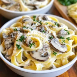 - 300g fettuccine pasta - 250g mixed mushrooms (cremini and shiitake), sliced - 200ml heavy cream For this dish, the fettuccine pasta is key. It holds the creamy sauce well. I love using mixed mushrooms, as they add depth. Cremini and shiitake give great texture and flavor. Heavy cream makes the sauce rich and smooth. - 1 small onion, finely chopped - 3 cloves garlic, minced - 1 teaspoon dried thyme - 50g grated Parmesan cheese (plus extra for serving) Onion and garlic bring warmth and aroma. Sauté them to unlock their flavors. Dried thyme adds a touch of earthiness that pairs perfectly with mushrooms. Parmesan cheese rounds out the taste, adding a nutty finish. - 2 tablespoons olive oil - Salt and pepper to taste - Fresh parsley, chopped (for garnish) Olive oil is perfect for sautéing. It keeps everything from sticking and adds flavor. Salt and pepper are simple but vital for enhancing all the ingredients. Finally, fresh parsley gives a bright touch to the dish. It makes it look inviting and fresh. {{ingredient_image_1}} 1. Fill a large pot with water and add a good amount of salt. This step adds flavor to the pasta. 2. Bring the water to a boil. Once boiling, add in 300g of fettuccine pasta. 3. Cook the pasta according to the package instructions until it reaches an al dente texture. It should be firm yet tender. 4. Before draining, reserve 1 cup of the starchy pasta water. This water helps to adjust the sauce later. 5. Drain the pasta and set it aside. 1. In a large skillet, heat 2 tablespoons of olive oil over medium heat. 2. Add 1 small finely chopped onion and sauté it for about 2-3 minutes. Cook until the onion turns translucent. 3. Add 3 cloves of minced garlic to the skillet. Stir for about 30 seconds, letting the garlic release its aroma. 4. Increase the heat to medium-high. Add 250g of sliced mixed mushrooms (like cremini and shiitake) to the skillet. 5. Cook the mushrooms for 5-7 minutes. You want them to become golden brown and tender. 1. Lower the heat to medium. Pour in 200ml of heavy cream and stir well. 2. Add 1 teaspoon of dried thyme, salt, and pepper to taste. Let the sauce simmer for 3-4 minutes. This helps it thicken a bit. 3. Add the cooked fettuccine to the skillet. Toss it with the creamy mushroom sauce. 4. If the sauce is too thick, sprinkle in some reserved pasta water until it reaches your desired consistency. 5. Stir in 50g of grated Parmesan cheese. Wait until it melts and makes the sauce creamy. 6. Finally, remove the skillet from the heat. Top with chopped fresh parsley for a fresh finish. To make your sauce creamy, you can adjust the sauce's thickness with pasta water. When you cook the pasta, save some water before draining. If your sauce is too thick, add a bit of this water. Start with a small amount and mix well until you reach your desired texture. For extra creaminess, melting cheese is key. Add grated Parmesan cheese to the sauce after mixing in the pasta. Stir it in until it melts completely. This will give you that rich and smooth sauce we all love. Adding herbs or spices can elevate your dish. Try fresh thyme or even a pinch of red pepper flakes for a kick. You can also play with different cheese options. Consider using fontina or goat cheese for a unique twist. Each cheese adds its own flavor profile, making your pasta special. When cooking mushrooms, choose between sautéing or roasting. Sautéing gives you a quick cook with a nice golden color. Roasting takes longer but can deepen the flavor. If you roast, toss them in olive oil and bake until they are tender. Use low and medium heat for the best results. This allows the flavors to blend well without burning. Keep an eye on your mushrooms. Cook them until they're golden brown, and avoid high heat to prevent them from becoming chewy. Pro Tips Use Fresh Mushrooms: Fresh mushrooms will provide the best flavor and texture. Look for firm, unbruised mushrooms for optimal results. Reserve Pasta Water: Always reserve some pasta water before draining. It’s perfect for adjusting the sauce consistency and helps it stick to the pasta. Don't Overcook the Pasta: Cook the fettuccine until just al dente. It will continue to cook when tossed with the sauce, preventing it from becoming mushy. Enhance Flavor with Herbs: Fresh herbs like thyme or basil can elevate the dish. Consider adding them right before serving for a burst of freshness. {{image_2}} You can easily make this dish vegetarian. Instead of heavy cream, use cashew cream. It gives a nice, creamy texture without dairy. Simply blend soaked cashews with some water until smooth. You can also add spinach or other vegetables like bell peppers or zucchini. They add color and nutrition to your meal. If you need a gluten-free option, use gluten-free pasta. Many brands offer great choices that cook well. For those avoiding dairy, try dairy-free cheese options. Look for brands that melt well. They can add a nice touch to your creamy mushroom pasta while keeping it lactose-free. Add depth to your sauce by incorporating white wine. It brings a nice flavor that pairs well with mushrooms. Just let it simmer for a few minutes before adding the cream. You can also add protein like chicken or shrimp. Cook them in the skillet before adding the mushrooms for a hearty meal. This way, you can enjoy a filling dish that suits your taste. To keep creamy mushroom pasta fresh, store it in an airtight container. This helps prevent moisture loss. You can refrigerate it for up to three days. When you’re ready to eat, reheat it gently in a skillet. Add a splash of water or extra cream to keep it creamy. Stir well to combine everything. If you want to save some for later, freezing is a great choice. Let the pasta cool completely before freezing. Place it in a freezer-safe container or bag. It can last up to three months in the freezer. To thaw, move it to the fridge overnight. When ready to eat, reheat it on low heat. Again, add a bit of cream or water for a smooth texture. In the fridge, creamy mushroom pasta lasts about three days. If you see any signs of spoilage, like an off smell or mold, throw it away. Always check leftovers before eating. Being careful keeps you safe and healthy. Yes, you can use other pasta shapes! Here are some great options: - Penne - Spaghetti - Fusilli - Rigatoni Each type has its own charm. For example, penne holds sauce well. Spaghetti gives a classic look. Choose what you like best! Making this sauce vegan is easy! Here are two great swaps: - Use coconut cream or cashew cream instead of heavy cream. - Replace Parmesan with a vegan cheese option or nutritional yeast. These changes keep the dish creamy and tasty. You won’t miss the dairy! Yes, this recipe works well for meal prep! Here’s how: - Cook the pasta and sauce separately. - Store them in airtight containers in the fridge. When you are ready to eat, just reheat and mix. This way, your meal stays fresh and delicious! This blog post explored making creamy mushroom pasta, highlighting key ingredients like fettuccine, mushrooms, and heavy cream. I offered tips for enhancing flavor and perfecting the sauce's texture. You learned about variations for different diets and how to store leftovers. In conclusion, you can enjoy this dish in many ways. Experiment with flavors and ingredients to make it your own! With practice, you'll create a creamy pasta meal that impresses. Enjoy your cooking journey!
