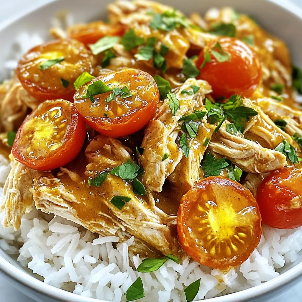 To make a simple and tasty five-ingredient crockpot chicken, gather these items: - 4 boneless, skinless chicken breasts - 1 cup low-sodium chicken broth - 1 cup cherry tomatoes, halved - 1 packet ranch seasoning mix - ½ cup cream cheese These ingredients work together to create a rich and creamy dish. The chicken breasts provide a lean protein that cooks to tender perfection. Using low-sodium chicken broth keeps the dish flavorful without being too salty. Cherry tomatoes add a sweet burst of flavor and a pop of color. The ranch seasoning mix gives the dish a tangy kick, while cream cheese melts into a luscious sauce. You can find these ingredients at most grocery stores. This recipe is a great choice for busy weeknights or meal prep. Each ingredient plays a key role, making this dish both easy and delicious. {{ingredient_image_1}} - Placing chicken in the crockpot Start by laying four boneless, skinless chicken breasts in the bottom of your crockpot. Be sure they are flat and not stacked. This helps them cook evenly. - Adding broth and seasoning Pour one cup of low-sodium chicken broth over the chicken. This keeps the chicken moist. Next, sprinkle the ranch seasoning mix on top. Make sure to cover the chicken well for the best flavor. - Layering tomatoes and cream cheese Halve one cup of cherry tomatoes and place them on top of the chicken. This adds a fresh taste. Cut half a cup of cream cheese into cubes and scatter it over the tomatoes. The cream cheese will melt and create a rich sauce. - Setting the crockpot temperature Cover the crockpot and set it to low heat for 6-7 hours. If you are short on time, you can set it to high heat for 3-4 hours. Either way, the chicken will be tender and full of flavor. - Shredding the chicken for serving About 30 minutes before serving, take two forks and shred the chicken right in the crockpot. Mix it well with the tomatoes and cream cheese. This makes each bite tasty and creamy. - Cooking time breakdown After shredding, let the mixture cook uncovered for the last 30 minutes. This helps thicken the sauce slightly. Make sure the chicken reaches an internal temperature of 165°F to ensure it's fully cooked. To ensure chicken tenderness, always use boneless, skinless chicken breasts. These cuts cook evenly and stay juicy. The key is to use chicken broth. It adds moisture and flavor throughout the cooking time. For best results, shred the chicken 30 minutes before serving. This allows the meat to soak up the sauce. Different crockpots can cook at different speeds. Some cook faster than others. If your crockpot runs hot, check your chicken after 3 hours on high heat. If it’s done, you can skip the full 4 hours. If it cooks slower, you might need an extra hour. Always check for an internal temperature of 165°F. This dish pairs well with simple sides. Rice or pasta is a perfect choice. They soak up the tasty sauce and make a filling meal. For a lighter option, serve with a fresh salad. Garnishing adds a nice touch. Sprinkle freshly chopped parsley on top. It adds color and a hint of freshness. You can also add a squeeze of lemon juice. This brightens the dish and enhances the flavors. Pro Tips Keep it Moist: Make sure to pour the chicken broth evenly over the chicken breasts to prevent dryness during the slow cooking process. Shred at the Right Time: Shred the chicken about 30 minutes before serving to allow it to absorb the flavors from the cream cheese and tomatoes. Thicken the Sauce: Cooking uncovered for the last 30 minutes helps thicken the sauce, making it richer and more flavorful. Flavor Boost: Consider adding a splash of balsamic vinegar or a sprinkle of red pepper flakes for an extra kick of flavor. {{image_2}} You can change the ranch seasoning. Try a packet of Italian seasoning for a fresh twist. You can also use taco seasoning for a spicy flavor. For vegetables, cherry tomatoes shine, but you can add bell peppers or zucchini. Both options bring color and extra nutrition. Carrots or mushrooms can also work well. Choose what you love for a personal touch. If you need gluten-free options, check the ranch seasoning packet. Some brands are gluten-free, while others are not. Use gluten-free broth to keep your meal safe. For a dairy-free version, swap cream cheese with a dairy-free spread. You can also use plant-based cream cheese. This keeps the dish creamy without dairy. To store leftovers, let the chicken cool first. Place it in an airtight container. Make sure to cover it well. You can keep it in the fridge for up to three days. When you want to eat it again, reheat it on low heat. You can use the microwave or a stovetop. Add a splash of broth or water to keep it moist. Heat it until warm, but don’t overcook it. You can freeze the chicken before or after cooking. If you freeze it before, store the raw ingredients in a freezer bag. Just label it with the date. You can keep it for up to three months. If you freeze it after cooking, wait for it to cool. Then place it in a freezer-safe container. It will last up to six months in the freezer. For the best taste, try to use it within three months. You can store leftover crockpot chicken in the fridge for up to four days. Make sure to place it in an airtight container. This keeps it fresh and safe to eat. Yes, you can use frozen chicken for this recipe. Just know it will take longer to cook. If using frozen chicken, cook it on high for about five hours. Always check that it reaches 165°F for safety. Crockpot chicken is great with many sides. You can serve it over rice or pasta for a filling meal. Fresh veggies or a simple salad also pair well. For added flavor, try some warm bread on the side. If you want to make more servings, just double the ingredients. You can use the same size crockpot, but it may take longer to cook. Always check the chicken to ensure it is fully cooked before serving. This blog post covered everything you need to make a tasty crockpot chicken dish. We discussed key ingredients like chicken, broth, and cream cheese. I provided step-by-step preparation and cooking instructions, ensuring your chicken turns out tender. You also learned tips for serving and creative dish variations. Plus, I shared smart ways to store leftovers. These tips will help you enjoy this meal long after it’s cooked. You now have all the info to make this dish your own. Happy cooking!