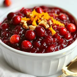 The right ingredients make all the difference in a great spiced cranberry sauce. Here’s what you need: - 12 oz fresh or frozen cranberries - 1 cup orange juice (freshly squeezed preferred) - 1/2 cup granulated sugar - 1/4 cup brown sugar - 1 teaspoon ground cinnamon - 1/2 teaspoon ground nutmeg - 1/4 teaspoon ground cloves - Zest of 1 orange - 1/4 cup chopped walnuts (optional) - Pinch of salt Using fresh cranberries gives the best flavor, but frozen works too. Orange juice adds brightness. The sugars balance the tartness of the cranberries. Each spice brings warmth and depth. The zest of the orange brightens it all up. If you want a nutty crunch, add walnuts. A pinch of salt enhances all these flavors. {{ingredient_image_1}} - Start Heating the Mixture Begin by combining the cranberries, orange juice, granulated sugar, brown sugar, and a pinch of salt in a medium saucepan. Place the saucepan over medium heat. Stir the mixture gently until the sugars dissolve and it starts bubbling. - Simmering the Cranberries Once the mixture boils, reduce the heat to low. Let it cook for about 10-15 minutes. Stir occasionally. As it cooks, the cranberries will pop and break down. You’ll see the sauce start to thicken. - Reducing Heat and Stirring Keep an eye on the sauce. Stir it frequently to prevent sticking. The bubbling will slow down, and the sauce will become thicker. - Incorporating Spices When the cranberries have burst, it’s time to add flavor. Mix in the ground cinnamon, nutmeg, and ground cloves. Stir well to blend the spices throughout the sauce. - Adding Orange Zest Zest one orange and add it to the pot. This adds a bright, fresh flavor. Stir to combine the zest evenly into the sauce. - Stirring in Walnuts (if using) If you like nuts, add 1/4 cup of chopped walnuts. Stir them in during the last 5 minutes of cooking. This gives a nice crunch and nutty taste. - Reducing Temperature Once the sauce is thickened and the cranberries are fully cooked, remove the pan from heat. This stops the cooking process and keeps the flavor fresh. - Cooling Process Let the sauce cool to room temperature. As it cools, it will thicken even more. This makes it perfect for serving later. - Transferring to Container Finally, transfer the cooled cranberry sauce to a serving dish or an airtight container. Store it in the fridge until you're ready to enjoy it. To get the best texture in your spiced cranberry sauce, you should know when to take it off the heat. You want to remove it when the cranberries have burst and the sauce has thickened. This will take about 10 to 15 minutes of cooking. Keep stirring to help it along. If the sauce seems too runny, do not worry. It will thicken more as it cools. If you want to thicken your sauce more quickly, consider these tips: - Cook it longer on low heat. - Add a bit more sugar, as it helps with thickness. - Use a spoon to mash some of the berries as you stir. To make your sauce even more tasty, think about adding extra spices. You can try: - A pinch of ground ginger for warmth. - A bit of allspice for a sweet kick. Adjusting the sweetness is also easy. If you prefer a sweeter sauce, add more sugar. If you like it tangy, use less sugar. Remember, taste as you go! Spiced cranberry sauce pairs well with many dishes. It’s great with turkey, pork, or even on a cheese platter. You can add it to a sandwich for a burst of flavor. For a pretty presentation, serve the sauce in a nice bowl. Sprinkle some chopped walnuts on top if you used them. You can also add a bit of orange zest for color. This makes it look as good as it tastes! Pro Tips Fresh Ingredients: Use freshly squeezed orange juice for the best flavor. It enhances the zesty profile of the cranberry sauce. Adjusting Sweetness: Taste the sauce while it cooks and adjust the sugar levels to your preference, depending on the tartness of the cranberries. Storage Tips: Allow the sauce to cool completely before refrigerating. It will thicken even more as it chills, making it easier to serve. Serving Suggestions: This cranberry sauce pairs wonderfully with roasted meats, or try it on a turkey sandwich for a delicious twist. {{image_2}} You can change the taste of your spiced cranberry sauce by adding ginger or allspice. Both spices give a warm kick. Just add about a teaspoon of ground ginger or allspice when you mix in the other spices. This small change can make your sauce unique and exciting. You can also try different citrus juices. While orange juice gives a nice zesty flavor, using lemon or lime juice adds a bright twist. Just replace some or all of the orange juice with your chosen juice. This change can balance the sweetness well. If you want a sugar-free option, try using sugar substitutes. Stevia or erythritol works well. These options keep the sauce sweet without raising blood sugar. Just use them in the same amount as your sugar. For those with nut allergies, skip the walnuts. The sauce tastes great without them. You can also add seeds for crunch. Pumpkin seeds or sunflower seeds can be good choices. They add texture and flavor without nuts. How long does spiced cranberry sauce last in the fridge? You can keep your spiced cranberry sauce in the fridge for up to two weeks. Store it in an airtight container to keep it fresh. What are the best practices for storing? Always let the sauce cool to room temperature before sealing it. This helps avoid condensation inside the container. Label the container with the date you made it. How do I freeze successfully? To freeze spiced cranberry sauce, place it in a freezer-safe container. Leave some space at the top for expansion. You can also use freezer bags for easy storage. What are the thawing and reheating tips? Thaw the sauce in the fridge overnight before use. To reheat, warm it gently on the stove over low heat. Stir occasionally until heated through. This keeps the texture nice and smooth. How do I adjust the sweetness of the sauce? You can adjust sweetness by adding more sugar or using less. Start with small amounts. Taste as you go. If it’s too sweet, add a bit of lemon juice to balance it. Can I use canned cranberries instead of fresh or frozen? You can use canned cranberries, but the texture might be different. Canned versions often have added sugar. Fresh or frozen provide better flavor and texture. What can I serve with spiced cranberry sauce? Spiced cranberry sauce pairs well with turkey, pork, and chicken. It’s also great on toast or as a topping for yogurt. Feel free to get creative! How long does homemade cranberry sauce last? Homemade cranberry sauce lasts about one week in the fridge. Store it in an airtight container for best freshness. Can I make this recipe ahead of time? Yes, you can make spiced cranberry sauce a few days before serving. It tastes even better after the flavors blend. Just store it in the fridge until ready to use. This blog post covered the key steps to make a perfect spiced cranberry sauce. We discussed ingredients like fresh cranberries, spices, and helpful tips for flavor and texture. You learned how to store and freeze your sauce as well. In conclusion, making your own spiced cranberry sauce is easy and rewarding. Try different spices and flavors to make it your own. Enjoy the burst of taste it brings to your meals!