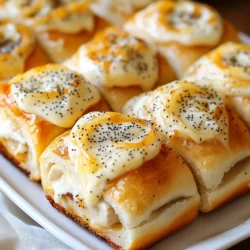 - 12 dinner rolls (slider size) - 1 lb deli turkey or chicken, sliced - 8 oz Swiss cheese, sliced - 1/2 cup mayonnaise - 1 tablespoon Dijon mustard - 1/4 cup butter, melted - 1 tablespoon poppy seeds - 1 tablespoon garlic powder - 1 tablespoon onion powder - Salt and pepper to taste - Additional toppings (lettuce, tomatoes, etc.) - Alternative meats and cheeses Gathering the right ingredients is key. Start with 12 slider-sized dinner rolls. These soft rolls make the perfect base for your sandwiches. Choose 1 pound of deli turkey or chicken, sliced thin. This meat adds great flavor and protein. For cheese, grab 8 ounces of Swiss cheese, also sliced. Swiss melts well and adds a nice creaminess. Next, we need condiments and seasonings. You will need 1/2 cup of mayonnaise and 1 tablespoon of Dijon mustard. This mix gives a tasty kick to your sandwiches. To brush on top, grab 1/4 cup of melted butter. Add 1 tablespoon of poppy seeds for crunch and flavor. Don’t forget 1 tablespoon each of garlic powder and onion powder. Lastly, season with salt and pepper to taste. Feel free to get creative with optional ingredients. You can add fresh toppings like lettuce and tomatoes. You might also want to swap in different meats or cheeses. This way, you can make these sandwiches your own! {{ingredient_image_1}} 1. Preheat your oven to 350°F (175°C). This step warms up your kitchen. 2. Slice the dinner rolls in half, keeping the top and bottom together. This makes layering easy. 3. In a small bowl, mix 1/2 cup mayonnaise and 1 tablespoon Dijon mustard. Spread this mix on the bottom halves of the rolls. 1. Layer 1 lb deli turkey or chicken on the mayo mix. Use enough to cover all the rolls. 2. Add 8 oz Swiss cheese on top of the turkey or chicken. Make sure to cover it well. 3. Place the top halves of the rolls back on the cheese. This holds everything together. 4. In another bowl, mix 1/4 cup melted butter, 1 tablespoon poppy seeds, 1 tablespoon garlic powder, 1 tablespoon onion powder, and some salt and pepper. Stir this well. 5. Drizzle the butter mix evenly over the top of the sandwich rolls. This adds flavor and crunch. 1. Cover the sandwiches with aluminum foil. This keeps them moist while baking. 2. Place them in the oven and bake for 15 minutes. This helps melt the cheese. 3. After 15 minutes, take off the foil. Bake for another 10 minutes. This will make the top golden brown. 4. When done, remove from the oven and let them cool for a few minutes. Slice into individual pieces to serve. To ensure even baking, keep your oven temperature steady. Preheat it to 350°F (175°C) before you start. Place the sandwiches in the center of the oven. This allows hot air to circulate around them. You want all sides to cook evenly. For a crispy top, use melted butter mixed with poppy seeds, garlic powder, and onion powder. Drizzle this mixture on the rolls before baking. It adds flavor and a golden crust. Remove the foil for the last ten minutes. This step helps the tops get extra crispy. Get creative with your platter. You can cut the sandwiches into bite-sized pieces. Arrange them on a large tray with colorful garnishes. This makes your dish look fun and inviting. You might add fresh herbs or sliced veggies around the sandwiches for a pop of color. For sides, consider serving chips or a fresh salad. Pick a light dip for your chips, like ranch or hummus. These pair well with the savory flavors of the sandwiches. You can also serve pickles or olives for a tangy touch. Assemble your sandwiches the night before a party. This saves time and keeps your prep stress-free. After layering the ingredients, cover the tray with plastic wrap. Store it in the fridge until you are ready to bake. When it's time to serve, remove the wrap. Preheat your oven and bake as directed. If you want to reheat leftovers, place them back in the oven. Heat at 350°F (175°C) for about 10 minutes. This warms them through and keeps them crispy. Pro Tips Use Fresh Ingredients: Always opt for fresh deli meats and cheese for the best flavor and texture in your sandwiches. Customize Your Fillings: Feel free to swap out turkey or chicken for ham or roast beef, and try different cheeses like cheddar or pepper jack for a twist! Let Them Rest: After baking, allow the sandwiches to cool for a few minutes before slicing. This helps the cheese set a bit for easier handling. Make Ahead: Assemble the sandwiches a few hours in advance and store them in the fridge. Bake them just before serving for warm, fresh sandwiches! {{image_2}} You can change up the meat for your Party Hot Roll Sandwiches. One tasty option is to use ham and cheese. Just layer thin slices of ham with your Swiss cheese. This combo brings a salty and savory taste that many love. You can also make these sandwiches vegetarian. Instead of meat, try roasted veggies or a mix of mushrooms and spinach. Add extra cheese for a rich flavor. Adding herbs and spices can take your sandwiches to the next level. Try mixing in dried oregano or thyme. These herbs give a nice touch of freshness. You can also use garlic powder for a pop of flavor. Swapping sauces can create unique tastes. Instead of mayonnaise, try using pesto or a spicy aioli. This change adds excitement and can cater to different taste buds. You can create special sandwiches for holidays. For example, use cranberry sauce with turkey for a fun Thanksgiving treat. In summer, think picnic styles. You can add fresh veggies and a light dressing for a cool option. These seasonal twists keep your Party Hot Roll Sandwiches exciting all year round. To store your leftover Party Hot Roll Sandwiches, let them cool first. Place them in an airtight container. You can also wrap them in plastic wrap. Store them in the fridge for up to three days. Make sure to keep them covered to avoid drying out. Before eating, you can reheat them in the oven for the best taste. If you want to save some sandwiches for later, freezing is a great option. Wrap each assembled sandwich in foil or plastic wrap. Place them in a freezer-safe bag or container. This method keeps them fresh for up to three months. When you're ready to enjoy them, take out the sandwiches. Thaw them in the fridge overnight. For reheating, preheat your oven to 350°F (175°C). Unwrap the sandwiches and bake them for about 15 minutes until warm. Party Hot Roll Sandwiches can last in the fridge for about three days. If frozen, they stay good for up to three months. After this time, the taste might fade. It's best to label your containers with dates. This way, you’ll know when to eat them. Keeping track helps you enjoy these tasty treats at their best! Yes, you can use many types of cheese. Provolone melts well and adds a nice flavor. Cheddar gives a sharp taste. Pepper jack adds a spicy kick. Just remember to pick a cheese that melts nicely. This way, your sandwiches stay gooey and delicious. You can make these sandwiches gluten-free by using gluten-free rolls. Many brands offer soft, tasty options. Look for rolls made from rice, almond, or chickpea flour. You can find them in most grocery stores. Just make sure the other ingredients, like the turkey, are also gluten-free. These sandwiches go great with many sides. Try serving them with a fresh salad. A simple green salad or a coleslaw works well. You can also pair them with chips or veggie sticks for crunch. For drinks, offer iced tea or lemonade to keep it fun and refreshing. This article covered the key ingredients, preparation steps, and storage tips for making tasty party hot roll sandwiches. You learned about the main ingredients like turkey, Swiss cheese, and various seasonings. We also explored how to customize flavors and variations to suit any gathering. Remember to consider optional toppings and side dishes for a complete meal. With these insights, you can create delicious sandwiches that everyone will enjoy. Have fun experimenting with new ideas and making these sandwiches your own!