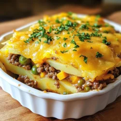 - 1 pound ground beef - 4 medium potatoes, thinly sliced - 1 medium onion, diced - 2 cloves garlic, minced - 1 cup shredded cheddar cheese - 1 cup frozen mixed vegetables (peas, corn, carrots) - 1 cup beef broth - 1 tablespoon Worcestershire sauce - 2 teaspoons dried oregano - 1 teaspoon paprika - Salt and pepper to taste - 2 tablespoons olive oil Each ingredient plays a key role in creating layers of flavor. The ground beef adds richness, while the potatoes serve as a hearty base. Onions and garlic bring out savory notes. Cheese adds creaminess, and mixed vegetables provide texture and color. You can switch out ground beef for ground turkey or chicken. They will still taste great and keep the dish light. If you want a veggie option, try lentils or black beans. They add protein and flavor. Use sweet potatoes instead of regular potatoes for a sweet twist. You can also swap cheddar cheese for mozzarella or pepper jack for a spicy kick. Seasoning is vital for taste. Salt and pepper are must-haves. Oregano adds an earthy flavor, while paprika gives it a warm, smoky touch. You can also throw in some Italian herbs like basil or thyme. For a bit of a kick, add crushed red pepper flakes. These seasonings bring the casserole to life and make it a true comfort dish. {{ingredient_image_1}} Start by heating 2 tablespoons of olive oil in a large skillet over medium heat. Add 1 medium diced onion and 2 minced garlic cloves. Sauté them for about 3-4 minutes until they smell good and turn translucent. Next, add 1 pound of ground beef. Break it apart with your spatula. Cook until it turns brown, about 5-7 minutes. Season the beef with salt, pepper, 2 teaspoons of dried oregano, and 1 teaspoon of paprika. Stir in 1 tablespoon of Worcestershire sauce and 1 cup of frozen mixed vegetables. Cook for another 2-3 minutes until the veggies heat up. Then, take it off the heat. Grab a greased 9x13 inch casserole dish. Start by layering half of the 4 thinly sliced medium potatoes at the bottom. Spread the cooked ground beef mixture evenly over this layer. Next, put the rest of the potato slices on top of the beef. This creates a nice, even base for your casserole. Pour 1 cup of beef broth over the entire casserole. Make sure the broth seeps through the layers. Cover the dish with aluminum foil and place it in your preheated oven at 375°F (190°C). Bake for 30 minutes. After that, remove the foil and sprinkle 1 cup of shredded cheddar cheese on top. Return the dish to the oven and bake uncovered for another 15-20 minutes. This helps the cheese melt and the potatoes get tender. Let it cool for a few minutes before serving. Enjoy your hearty meal! To get perfectly cooked potatoes, start with the right type. Use starchy potatoes like Russets. They become soft and fluffy. Slice them thinly; this helps them cook evenly. Layer them well in the dish. This way, they cook through without becoming mushy. Adding beef broth is key. It helps steam the potatoes, making them tender and full of flavor. Keep an eye on the baking time. You want them soft but not falling apart. You can boost the flavor of your casserole in simple ways. Adding fresh herbs like thyme or rosemary can make a big difference. If you like a little heat, try adding some crushed red pepper flakes or jalapeños. Mixing in a can of diced tomatoes adds moisture and a tangy kick. You can also swap in different cheeses for more taste. A sharp cheddar gives a strong flavor, while mozzarella adds creaminess. Don't forget to season well with salt and pepper. Taste as you go for the best results. Preparing this casserole ahead of time is easy and saves you stress. You can assemble it a day before and refrigerate it. Just cover it well with foil or plastic wrap. When you’re ready to bake, take it out and let it sit at room temperature for about 30 minutes. This helps it cook evenly. You may need to add a few extra minutes to the baking time since it’s cold. This is a great way to enjoy a warm, comforting meal after a busy day. Pro Tips Choose the Right Potatoes: Opt for starchy potatoes like Russets for a fluffy texture or waxy potatoes like Yukon Gold for a creamier result. Layering Technique: Ensure even cooking by layering potatoes and beef mixture tightly, allowing the flavors to meld and the potatoes to absorb the broth. Cheese Variations: Experiment with different cheeses such as Monterey Jack or Gouda for a unique flavor twist on the classic cheddar topping. Make Ahead: Assemble the casserole ahead of time and refrigerate it. Just add a few extra minutes to the baking time when you're ready to cook. {{image_2}} You can easily make a vegetarian version of this casserole. Instead of using ground beef, try using lentils or black beans. These options add protein and flavor. Next, keep the same spices and mix in your favorite vegetables. Bell peppers, zucchini, or mushrooms work well. Layer the veggies just like you would with the beef. This keeps the dish hearty and filling. If you want some heat, add spices to the ground beef. Chili powder or cayenne pepper gives it a spicy kick. You can also add diced jalapeños for more flavor. Mix these spices in with the beef as it cooks. This will give the whole dish a warm, spicy taste that pairs well with the creamy cheese. Cheese can change the flavor of your casserole. While cheddar is a classic, you can use mozzarella for a milder taste. Pepper jack cheese adds a nice spice if you love heat. You can also try crumbled feta for a tangy flavor. Feel free to mix and match cheeses for a unique twist. Just remember to sprinkle it on top during the last 20 minutes of baking for that perfect melt. To reheat your Ground Beef Potato Casserole, preheat your oven to 350°F (175°C). Place the casserole in an oven-safe dish. Cover it with foil to keep it moist. Heat for about 20-25 minutes. You can also use a microwave. Just heat it in 1-minute bursts. Stir between each time to ensure even heating. To freeze the casserole, let it cool completely first. Cut it into individual portions. Wrap each piece in plastic wrap, then place them in a freezer bag. Squeeze out the air to avoid freezer burn. When you’re ready to eat, thaw it in the fridge overnight. Bake or microwave until hot. Store leftovers in an airtight container. Put it in the fridge for up to 3-4 days. You can also layer the casserole in containers for easy serving. If you have a lot left, freezing is best. Remember to label your containers with the date. This keeps track of freshness and helps with meal planning. Yes, you can use sweet potatoes. They add a nice sweetness and flavor. Just slice them thin like regular potatoes. The cooking time may change slightly, so check for tenderness. To make this casserole gluten-free, use gluten-free beef broth. Check the Worcestershire sauce label, as some brands contain gluten. If needed, replace it with a gluten-free sauce. This casserole pairs well with a fresh side salad. You can also serve steamed veggies for a nice crunch. Garlic bread or crusty rolls are great for soaking up the savory juices too. This blog post covered all you need for a delicious Ground Beef Potato Casserole. We discussed the ingredients, including substitutions and seasonings. I provided you with step-by-step cooking instructions and essential tips for perfect results. You also learned about tasty variations, storage methods, and answers to common questions. To wrap it up, enjoy experimenting with this recipe. Make it your own, and share it with loved ones!