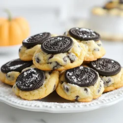- 1 cup unsalted butter, softened - 1 cup brown sugar, packed - 1/2 cup granulated sugar - 2 large eggs - 2 teaspoons vanilla extract - 3 cups all-purpose flour - 1 teaspoon baking soda - 1/2 teaspoon salt - 1 cup chocolate chips - 1 package Halloween-themed Oreo cookies (about 15 cookies) - 1/2 cup Halloween sprinkles (optional) You can change the base of these cookies. Try using peanut butter or almond butter for a twist. If you want to keep it classic, use regular Oreos or even mint-flavored ones for a fresh taste. Want to add more fun? Try different types of Oreos. Pumpkin spice, mint, or even the golden variety will work. Each will give your cookies a new flavor and feel. Just remember to adjust the sweetness if your Oreo choice is sweeter than regular ones. {{ingredient_image_1}} First, you need to preheat your oven to 350°F (175°C). This step is key for even baking. While that heats up, line a baking sheet with parchment paper. This will keep your cookies from sticking. Next, grab a large mixing bowl. Cream together 1 cup of softened unsalted butter, 1 cup of packed brown sugar, and 1/2 cup of granulated sugar. Mix until the mixture is light and fluffy. This will take about 2-3 minutes. After that, add 2 large eggs, one at a time. Then, mix in 2 teaspoons of vanilla extract. Make sure everything blends well. In a separate bowl, whisk together 3 cups of all-purpose flour, 1 teaspoon of baking soda, and 1/2 teaspoon of salt. This mix helps the cookies rise and gives them a good texture. Gradually add this dry mix to your wet ingredients. Stir until just combined; you don’t want to overmix. Now, gently fold in 1 cup of chocolate chips. If you like, add 1/2 cup of Halloween sprinkles for extra fun. This will make your cookies festive and colorful. To stuff the cookies, take about 2 tablespoons of dough and flatten it in your palm. Place one Halloween Oreo in the center. Wrap the dough around the Oreo, sealing it completely. This step is essential for keeping the Oreo hidden inside. Place the stuffed cookie dough balls on your prepared baking sheet. Leave about 2 inches between each ball. Bake them for 10-12 minutes. The edges should be golden brown, but the centers should still be soft. After baking, let the cookies cool on the sheet for 5 minutes. Then, transfer them to a wire rack to cool completely. Enjoy your Halloween Oreo stuffed cookies as a perfect treat! To make great cookies, pay attention to the baking time. Here are some key points: - Even Baking: Use an oven thermometer to check your oven's temperature. Hot spots can burn some cookies while others stay raw. Rotate the baking sheet halfway through for even cooking. - Soft Centers: Take the cookies out when the edges are golden. The centers may look soft, but they will firm up as they cool. This will give you that perfect chewy bite. Make your Halloween Oreo stuffed cookies look festive! Here are some fun ideas: - Themed Decorations: Use Halloween sprinkles to add color. You can also drizzle melted chocolate over the cookies for a spooky touch. Try using white chocolate for a ghostly look. - Presentation Tips: Arrange cookies on a spooky-themed platter. Dust with powdered sugar for a ghostly effect. Serve them with a glass of cold milk for a spooky treat that kids and adults will love! Pro Tips Chill the Dough: For thicker cookies, chill the cookie dough for at least 30 minutes before baking. This helps the cookies maintain their shape and prevents them from spreading too much. Use Fresh Ingredients: Make sure your baking soda is fresh for the best rise. Old baking soda can lead to flat cookies that lack the desired texture. Perfect Baking Time: Keep an eye on the cookies as they bake; they should be slightly underbaked when you take them out. They will continue to cook on the baking sheet after being removed from the oven. Creative Fillings: Experiment with different Oreo flavors or even other sandwich cookies for a unique twist. Red Velvet Oreos or Pumpkin Spice Oreos can add a fun seasonal flavor! {{image_2}} You can change the flavor of your Halloween Oreo stuffed cookies easily. Try using different flavored Oreos. For example, mint, peanut butter, or even pumpkin spice can add a fun twist! Each flavor brings its own taste, making your cookies unique. You can also include extra mix-ins. Chopped nuts like walnuts or pecans add crunch. Small candies like M&M's or Reese's Pieces can add color and flavor. Just remember to keep the total amount of mix-ins balanced. Too many will make the dough hard to work with. If you need gluten-free options, use gluten-free flour. Many brands offer great blends that work well in cookies. You can also find gluten-free Oreos, so you won’t miss out on the fun. For vegan adaptations, swap the butter for coconut oil or vegan butter. Use flax eggs instead of regular eggs. Just mix one tablespoon of ground flaxseed with three tablespoons of water. Let it sit for 5 minutes to thicken. You can also choose dairy-free chocolate chips to keep it vegan. Enjoy these tasty treats without worry! To keep your Halloween Oreo stuffed cookies fresh, store them in an airtight container. This keeps the cookies soft and tasty. Place parchment paper between layers to avoid sticking. If you want to store them longer, freezing is a good option. You can freeze the cookie dough before baking. Scoop the dough balls and place them on a baking sheet. Freeze them until solid, then transfer to a bag. This way, you can bake fresh cookies anytime! If you have leftover baked cookies, you can freeze those too. Wrap each cookie in plastic wrap and place them in a freezer bag. This will help keep them fresh for later. Halloween Oreo stuffed cookies last about a week on the counter. Keep them in a cool, dry place. If you store them in the fridge, they can last up to two weeks. Check for any hard spots or changes in smell. If the cookies feel dry or crumbly, it’s best to toss them. Always trust your senses; if they don't smell right, don’t eat them! Can I use regular Oreos instead of Halloween-themed ones? Yes, you can use regular Oreos. The taste stays the same, and you still get a fun cookie. Halloween-themed Oreos just add a festive touch. How do I make the cookies less sweet? To lower the sweetness, use less brown sugar. You can cut it by a third. You might also skip the optional Halloween sprinkles. This helps keep the flavor balanced. What if I don’t have chocolate chips? What can I substitute? If you lack chocolate chips, try using chopped nuts or mini marshmallows. These can add fun flavors. You can also use other types of candy, like M&M's or peanut butter chips. What to do if the cookies are too flat? Flat cookies may mean your dough is too soft. Chill the dough for 30 minutes before baking. This helps the cookies hold their shape. Make sure you measure the flour correctly, too. How to fix dough that is too crumbly? Crumbly dough can be fixed by adding a bit of milk. Start with a tablespoon and mix well. If it still crumbles, add one more tablespoon. This makes the dough easier to work with. This blog covered how to make Halloween Oreo stuffed cookies, featuring fun ingredients and tips. You learned about the key ingredients, mixing and baking techniques, and creative decoration ideas. Don't forget variations for tastes and dietary needs. Store your cookies for freshness and enjoy your treats for days. Baking should be fun and rewarding, so enjoy the process and share your creations!