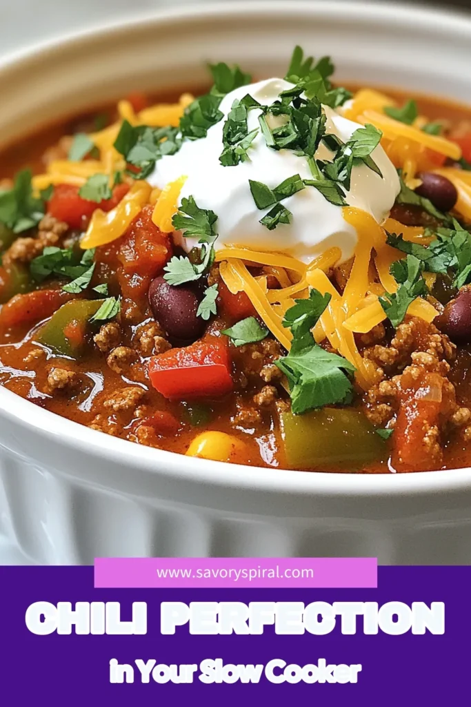 Discover the ultimate slow cooker chili recipe featuring ground turkey! This healthy chili recipe is easy to make and packed with flavor, combining chili with beans for a hearty dish everyone will love. Perfect for busy days, you can set it and forget it while it cooks to perfection. Try this delicious, comforting chili dish tonight and enjoy with your favorite toppings. Don't forget to save this easy chili recipe! #SlowCookerChili #HealthyChili #ChiliWithBeans #EasyChiliRecipe