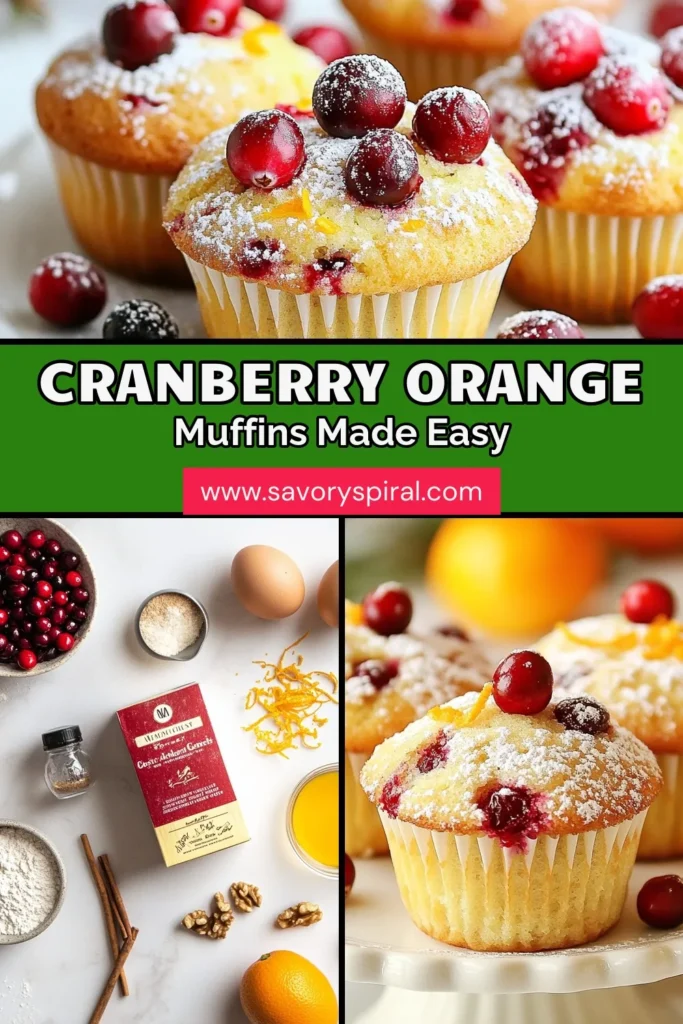 Indulge in these delicious cake mix cranberry orange muffins, the perfect easy muffin recipe for the holidays! Made with a simple vanilla cake mix, fresh cranberries, and zesty orange juice, these muffins are bursting with flavor. Perfect for breakfast or as a sweet treat, this recipe yields 12 moist and delightful muffins. Try it today and brighten your holiday table! Save this easy recipe for later! #CakeMixMuffins #CranberryOrangeMuffins #EasyMuffinRecipe #HolidayMuffinRecipes