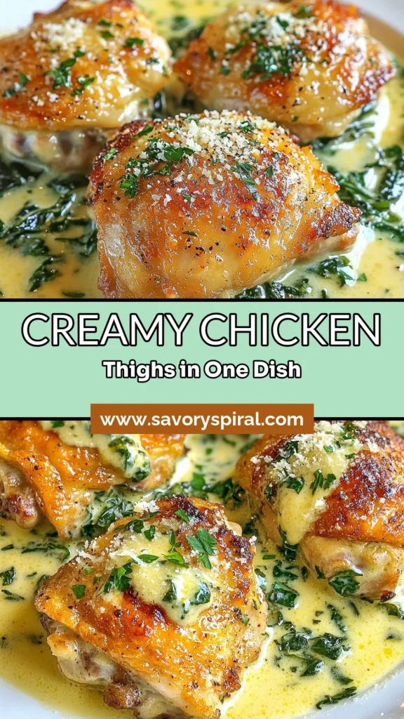 Looking for an easy baked chicken recipe that’s packed with flavor? Try this creamy chicken thighs recipe featuring oven baked chicken thighs smothered in a rich sauce of chicken thighs with heavy cream, garlic, and Parmesan cheese. Perfect for a family dinner, these succulent Parmesan chicken thighs are delicious and simple to make. Save this recipe for your next meal and enjoy the creamy goodness! #CreamyChickenThighs #OvenBakedChickenThighs #EasyBakedChickenRecipe #ParmesanChickenThighs