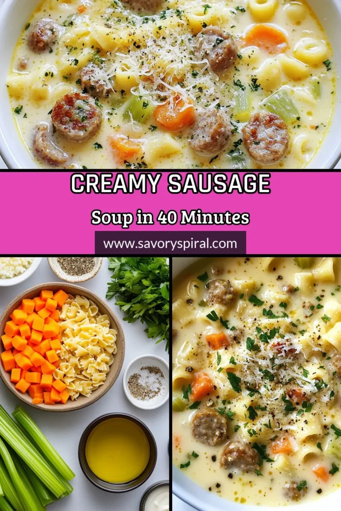 Warm up with this creamy sausage soup that's perfect for any gathering! Our Parmesan Ditalini Soup combines savory Italian sausage with a blend of vegetables and hearty ditalini pasta in a creamy broth. This easy creamy soup recipe is not only satisfying but also a great weeknight meal. Try this Italian sausage soup recipe today and enjoy a comforting bowl of goodness! Don't forget to save for later! #CreamySausageSoup #ParmesanDitaliniSoup #HeartyPastaSoup #EasyCreamySoupRecipe